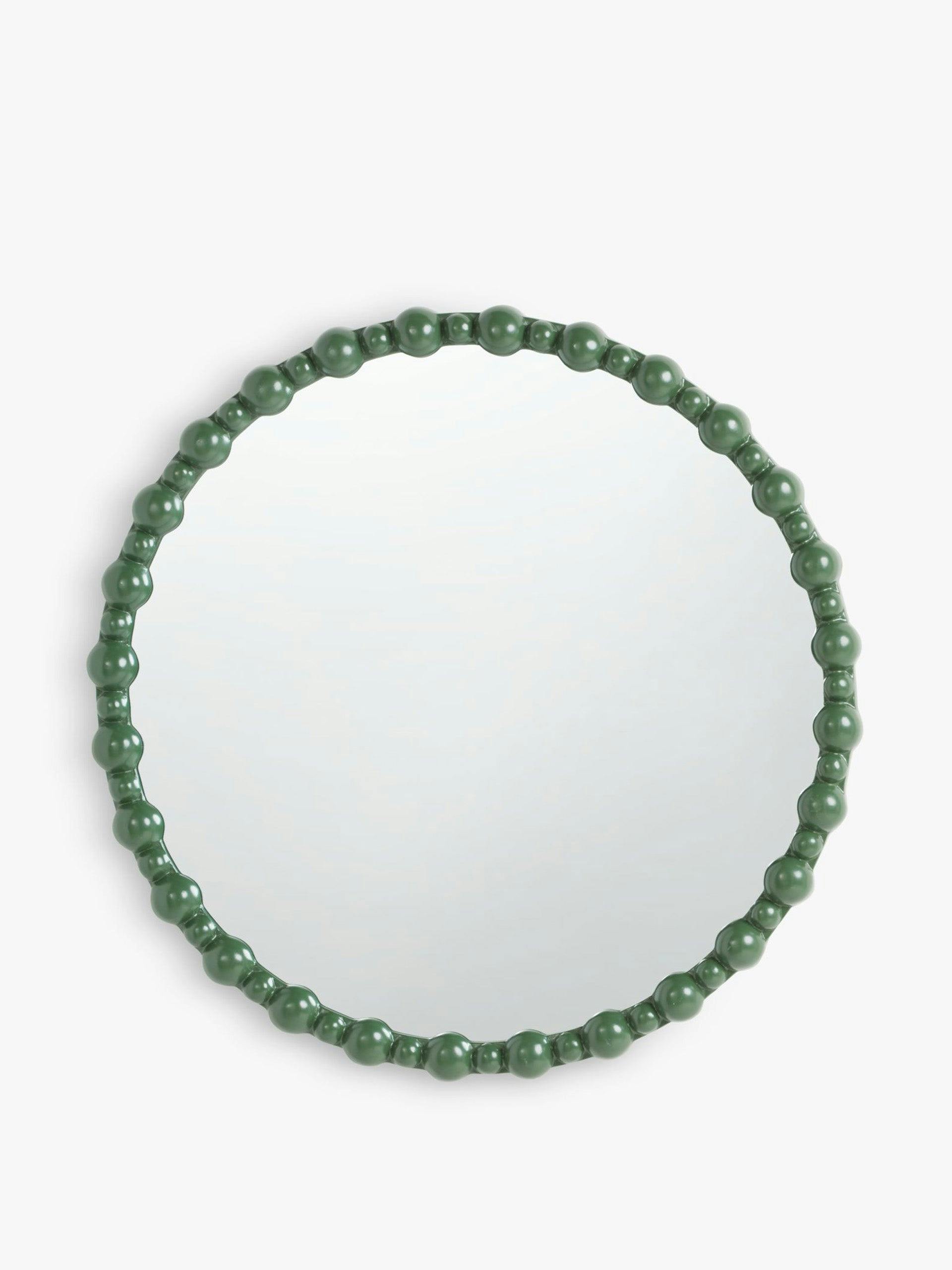 Green round bobbin mirror