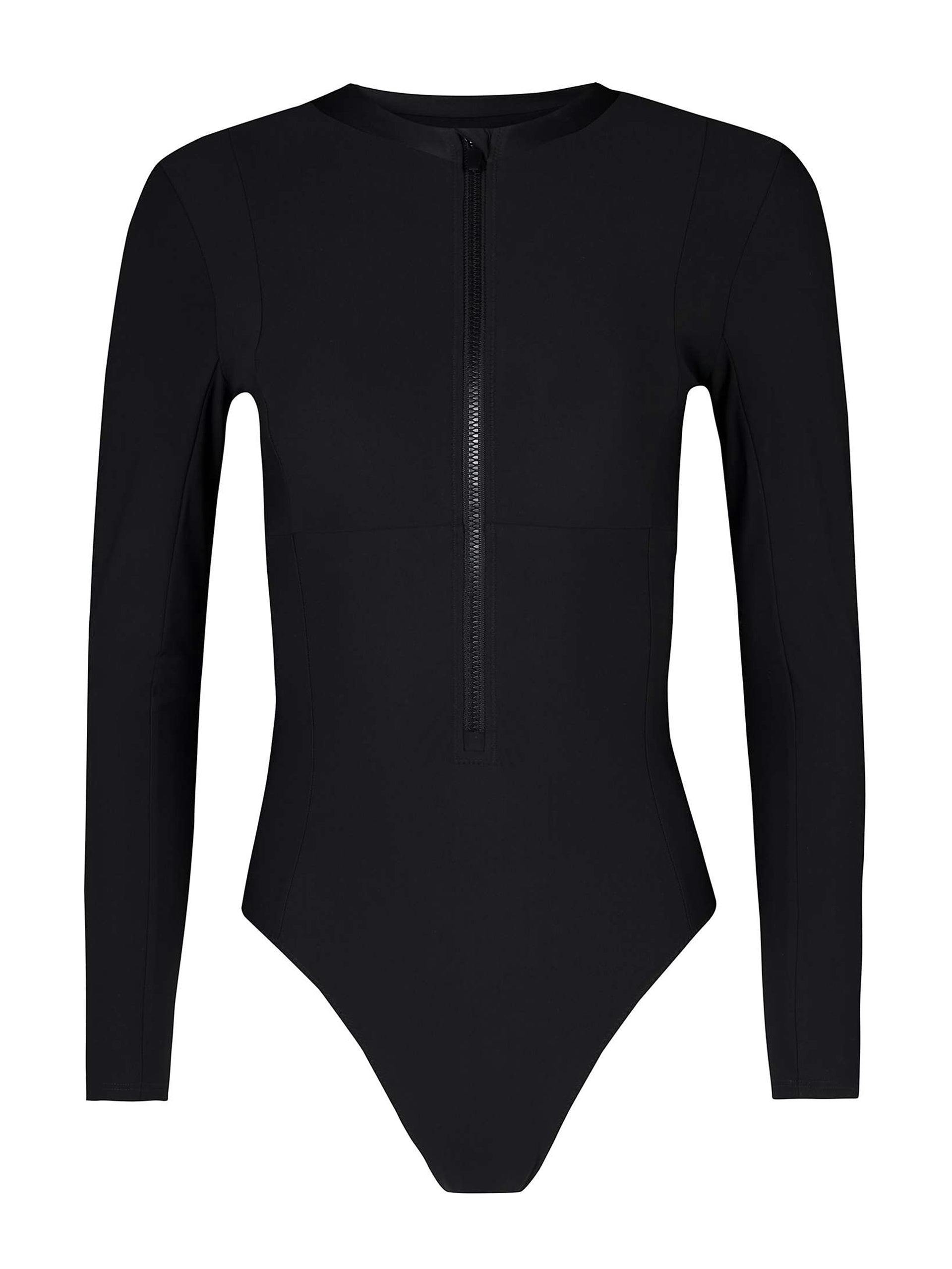 Long-sleeved black swimsuit