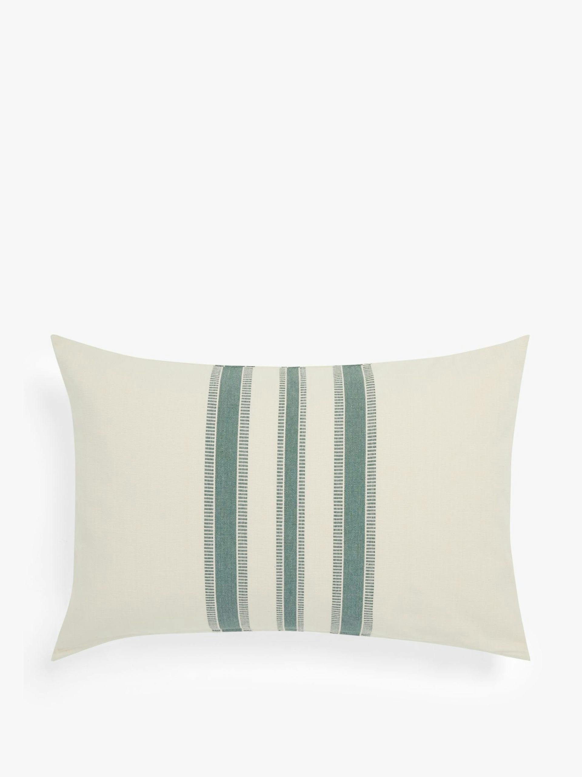 White and green trio stripe cushion