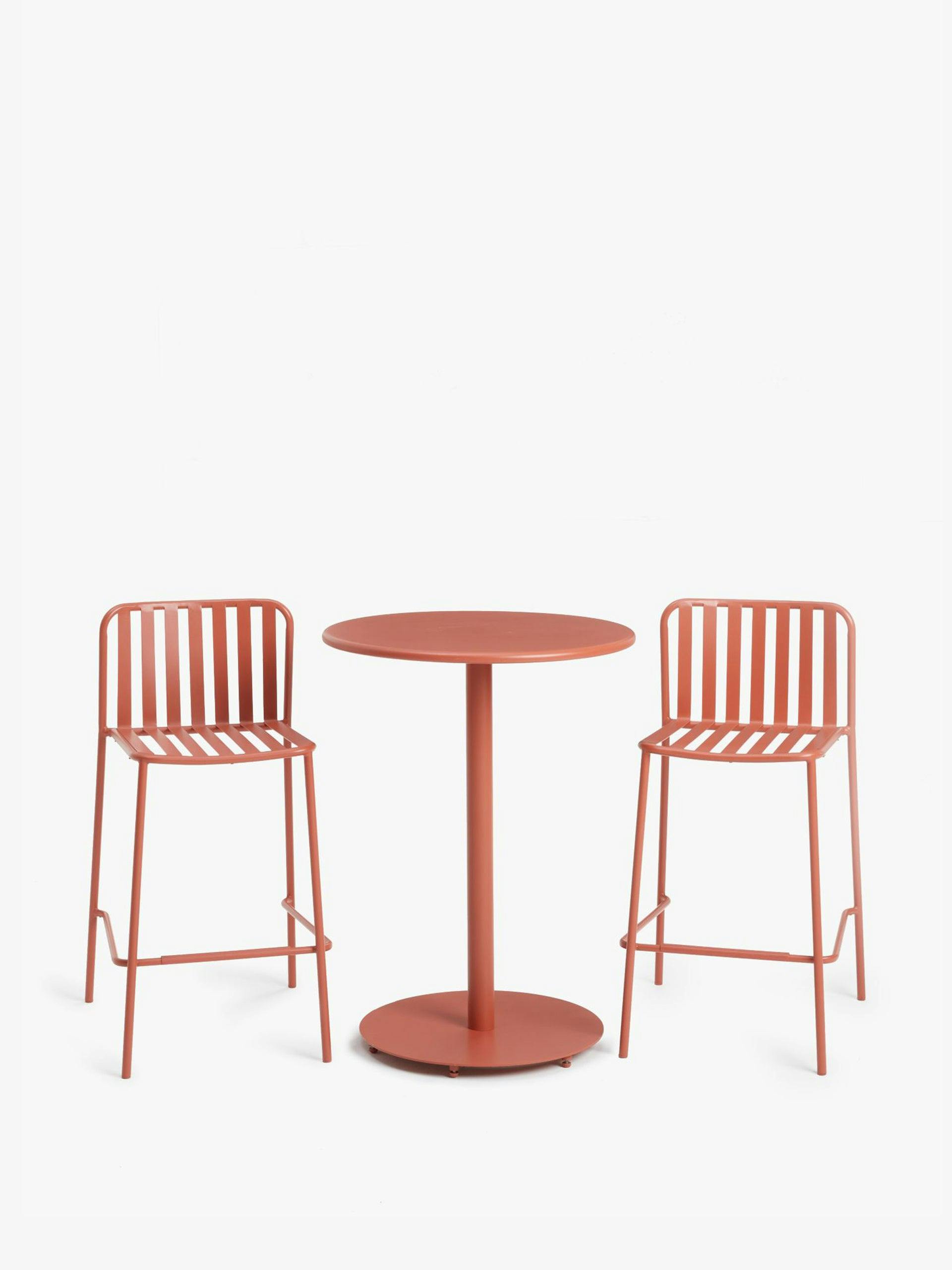 Pink metal garden bar table and chairs set