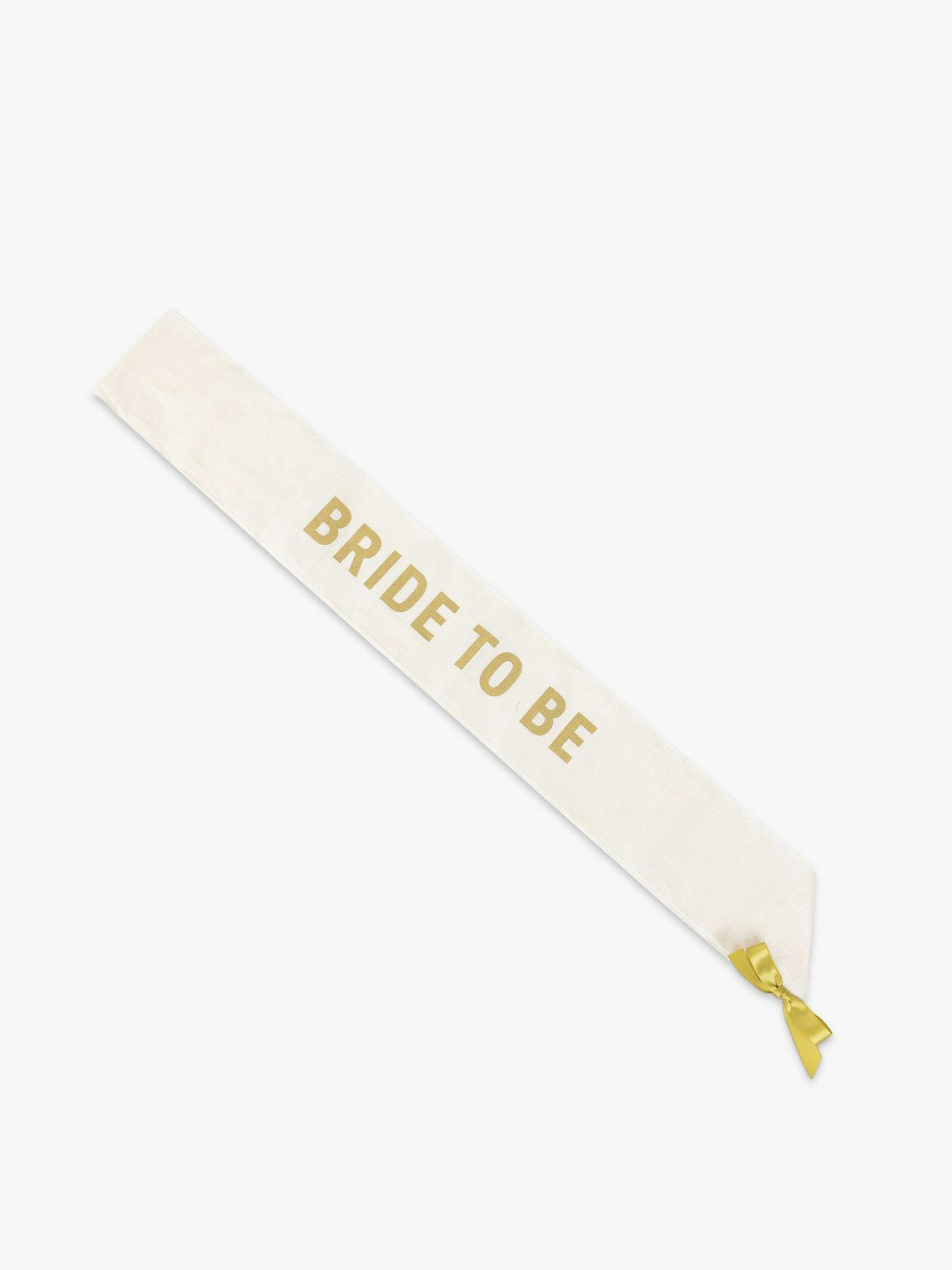 'Bride to be' cotton white & gold sash