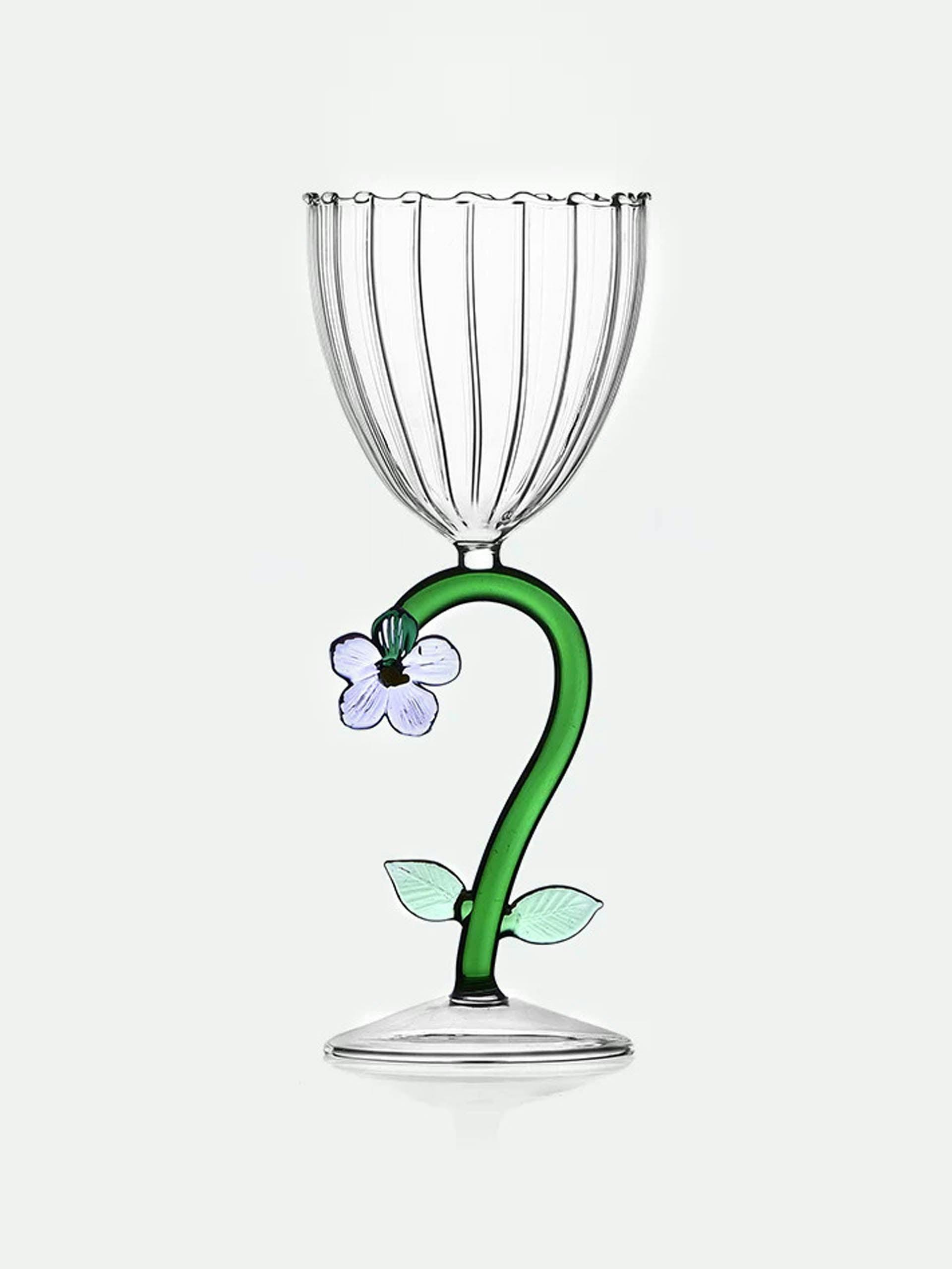Optical stemmed Lilac Flower glass