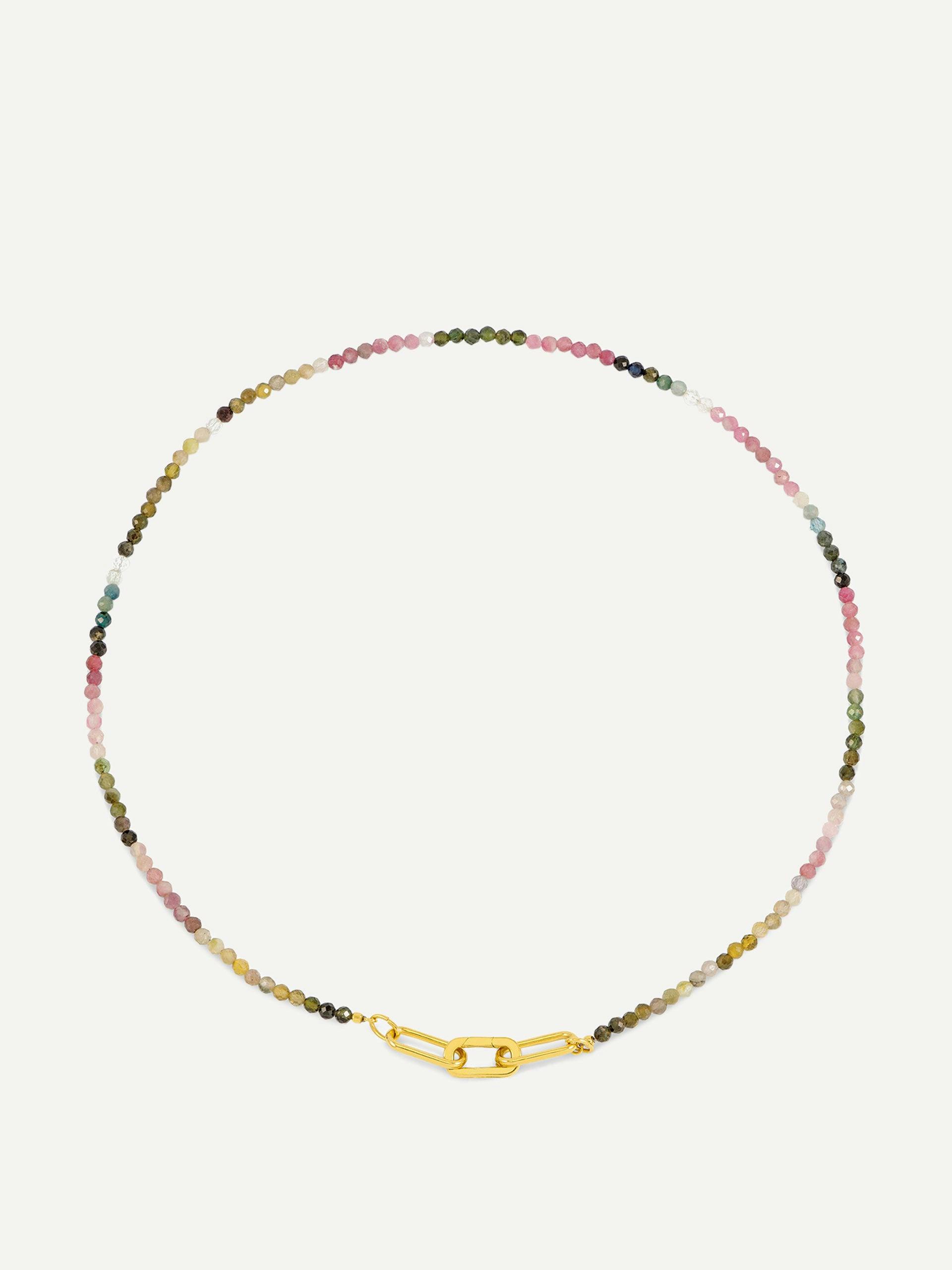 Gold-plated watermelon gemstone necklace