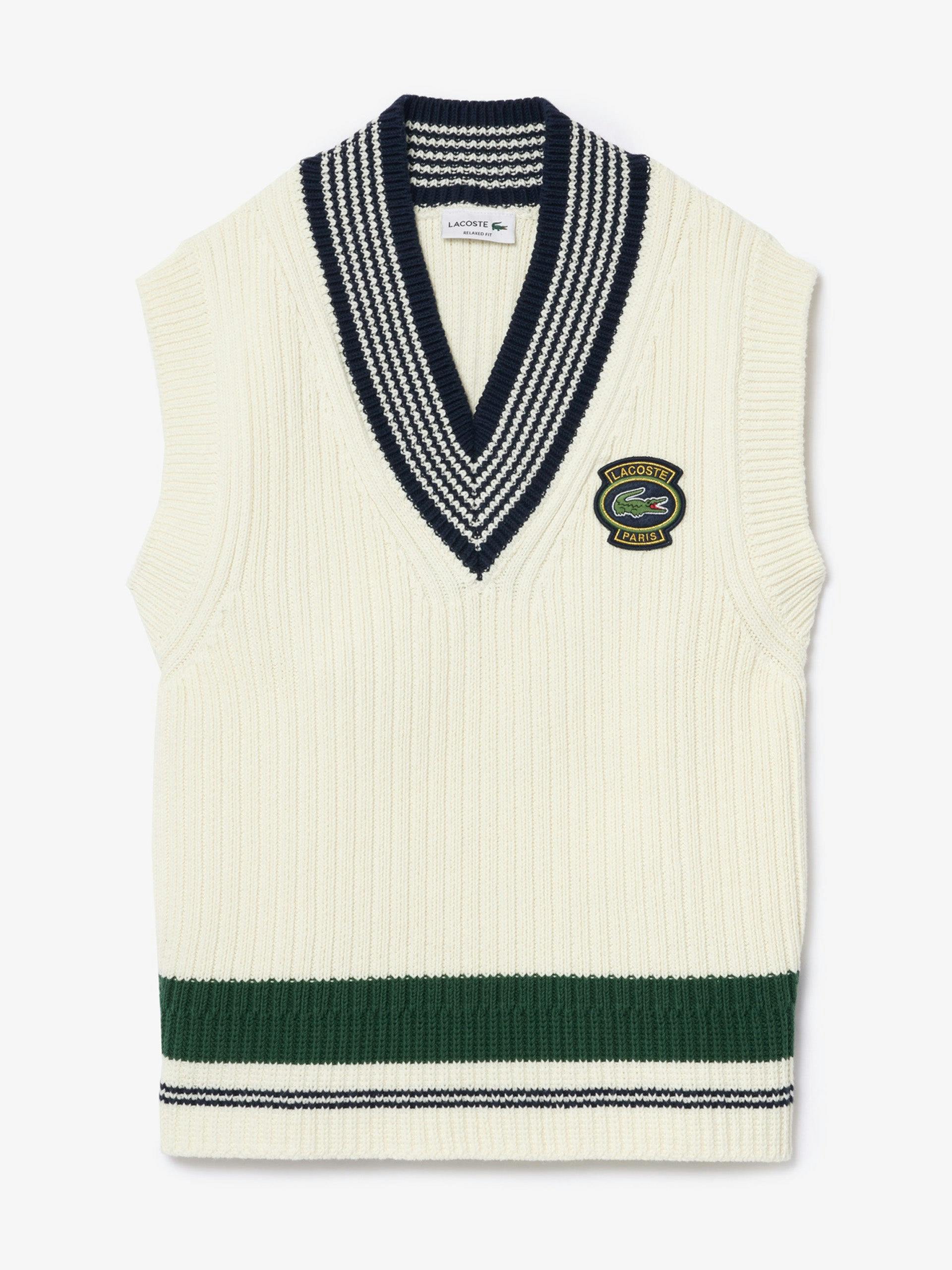 Heavy knit badge tennis sweater