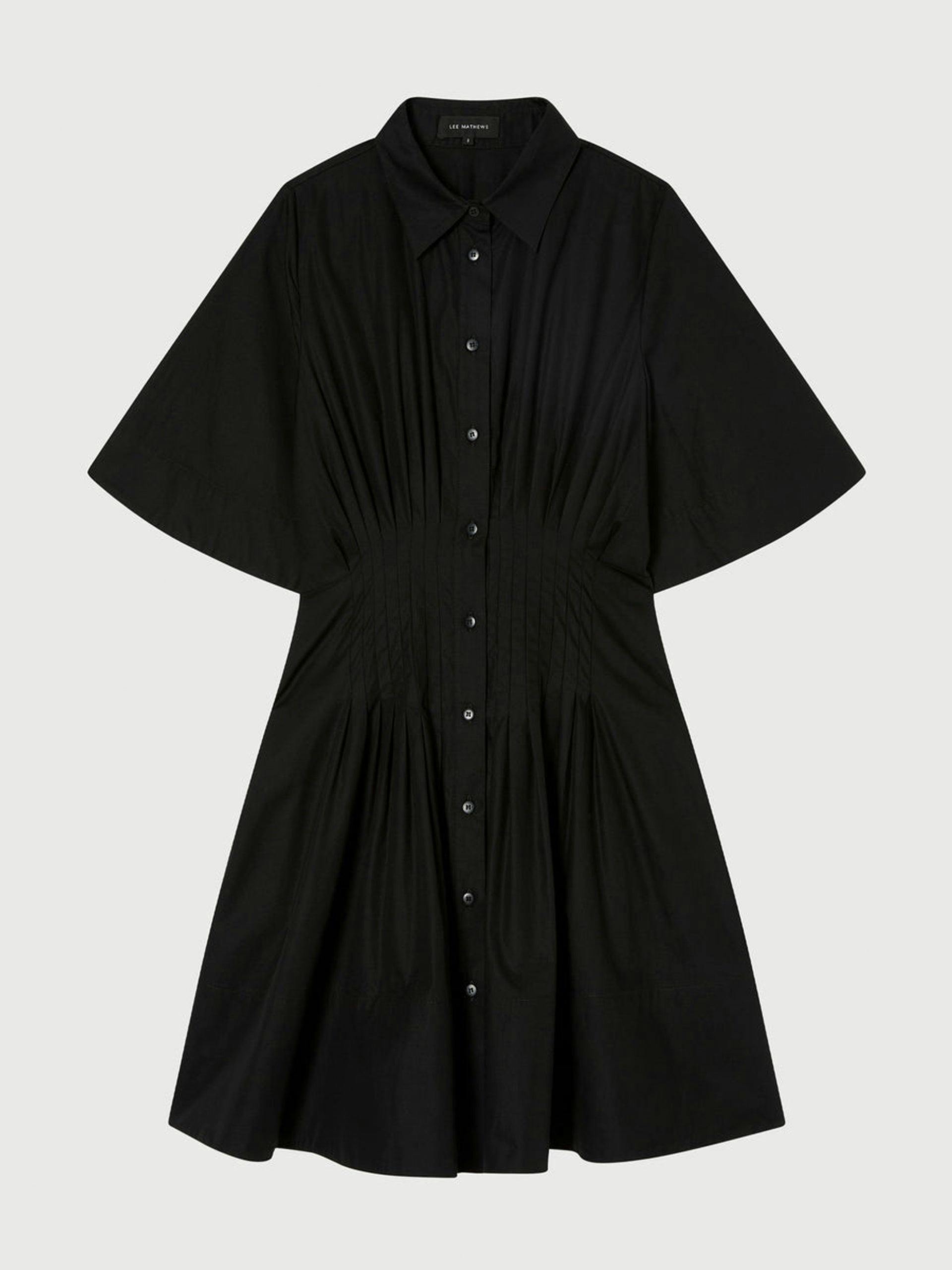 Black mini shirt dress