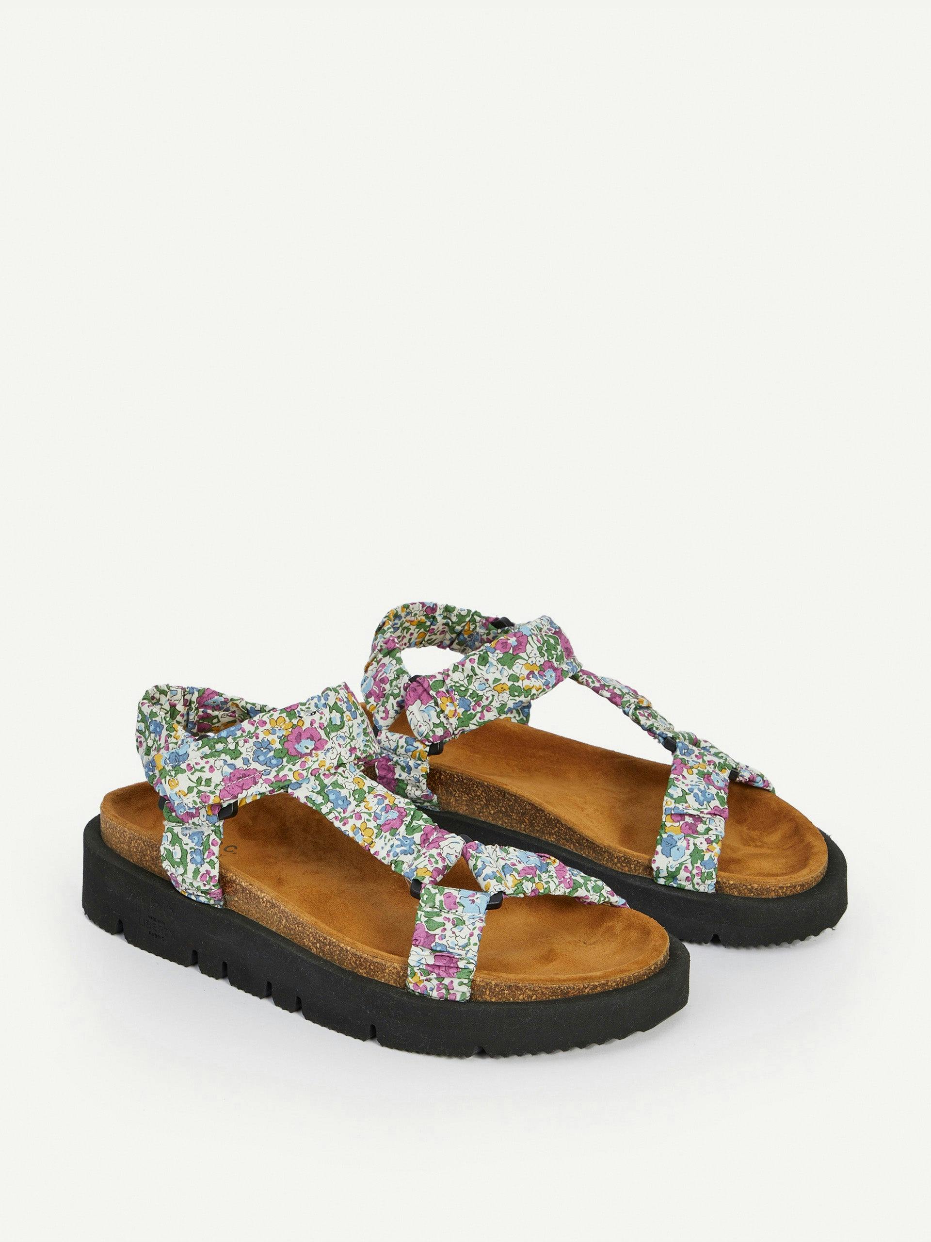 Cotton floral print sandals