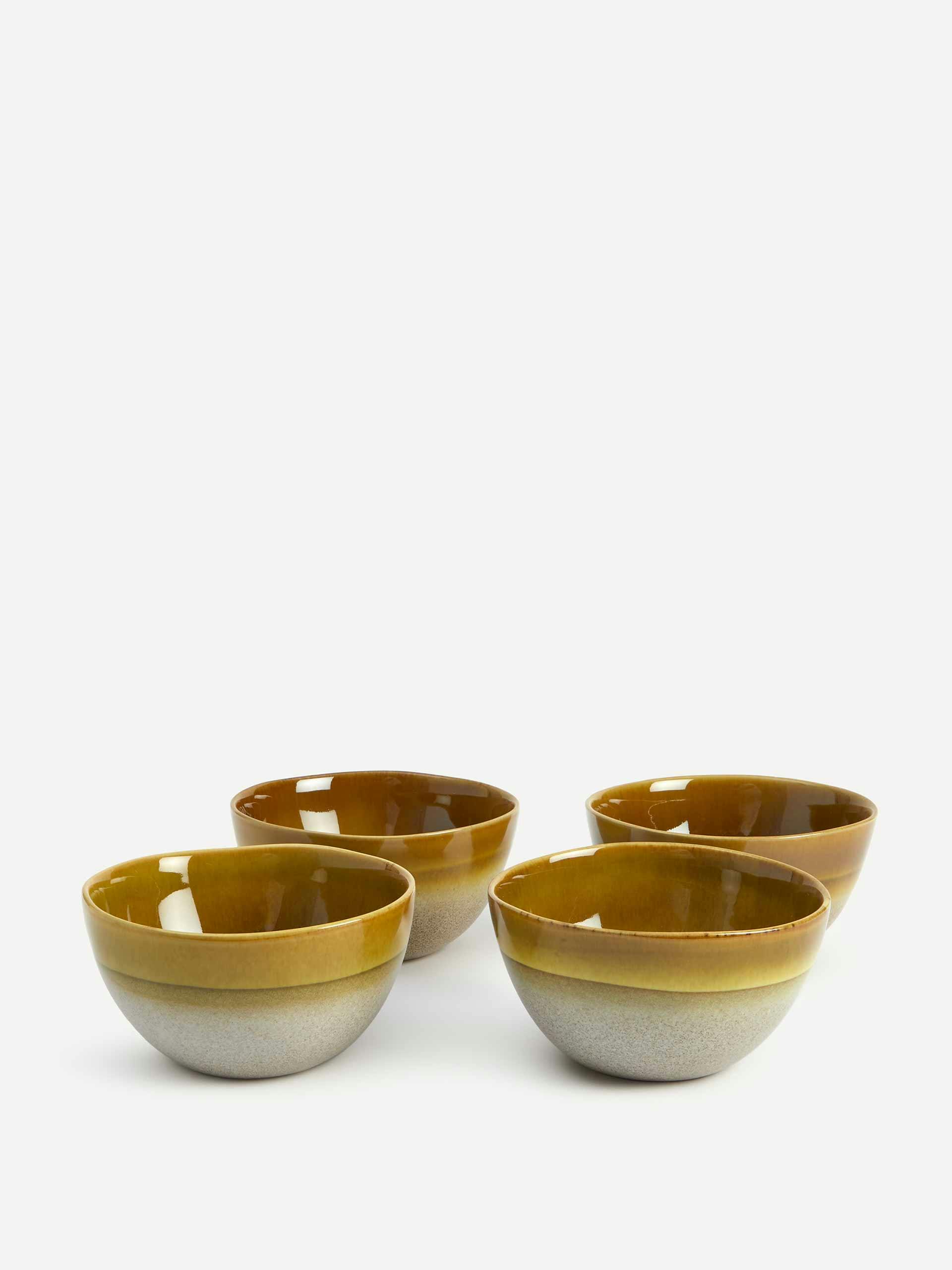 Stoneware cereal bowls in Mustard (set of 4)