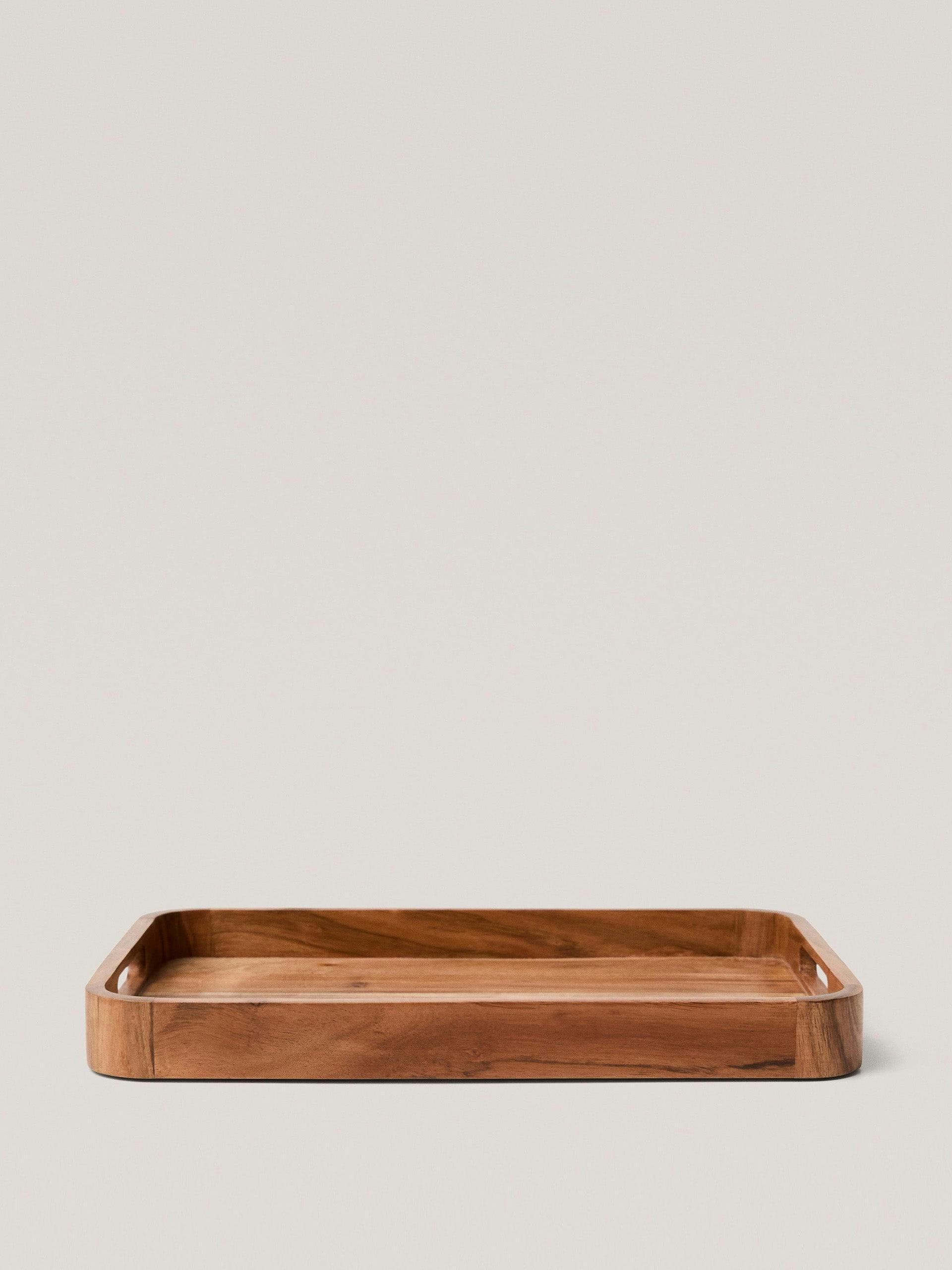 Rectangular wooden tray