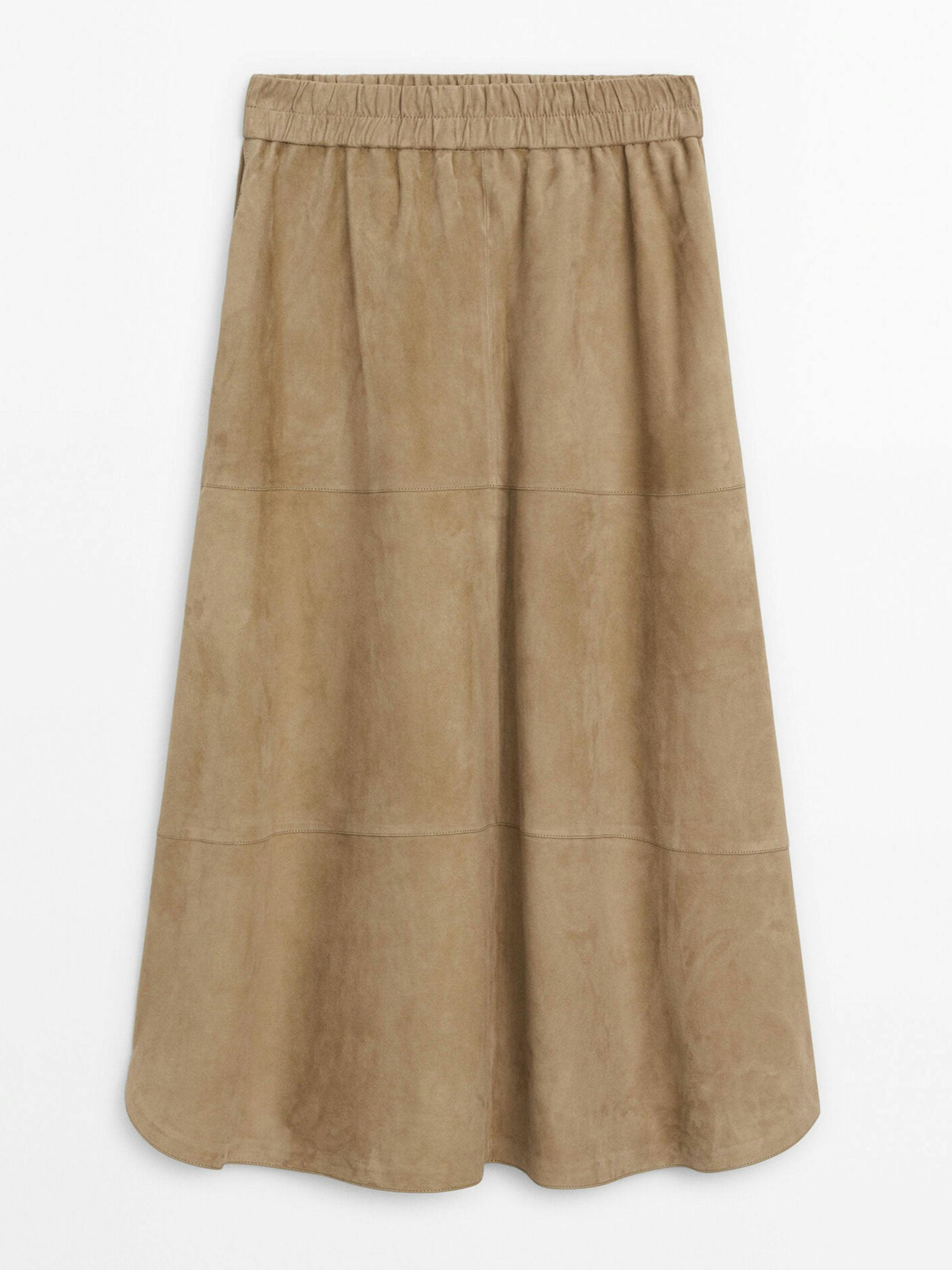 Long nappa leather skirt with side splits