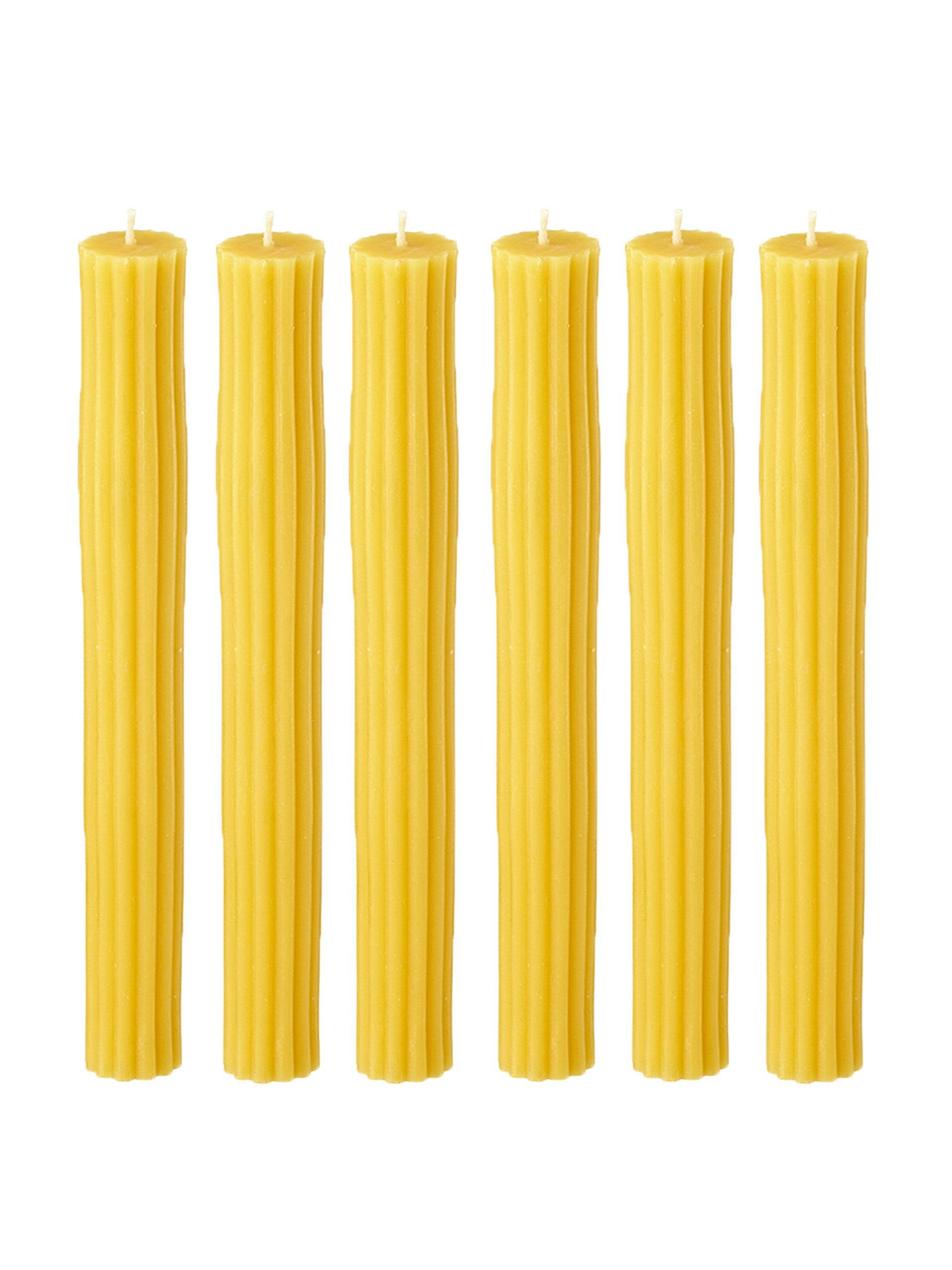 Ribbed beeswax candles (set of 6)