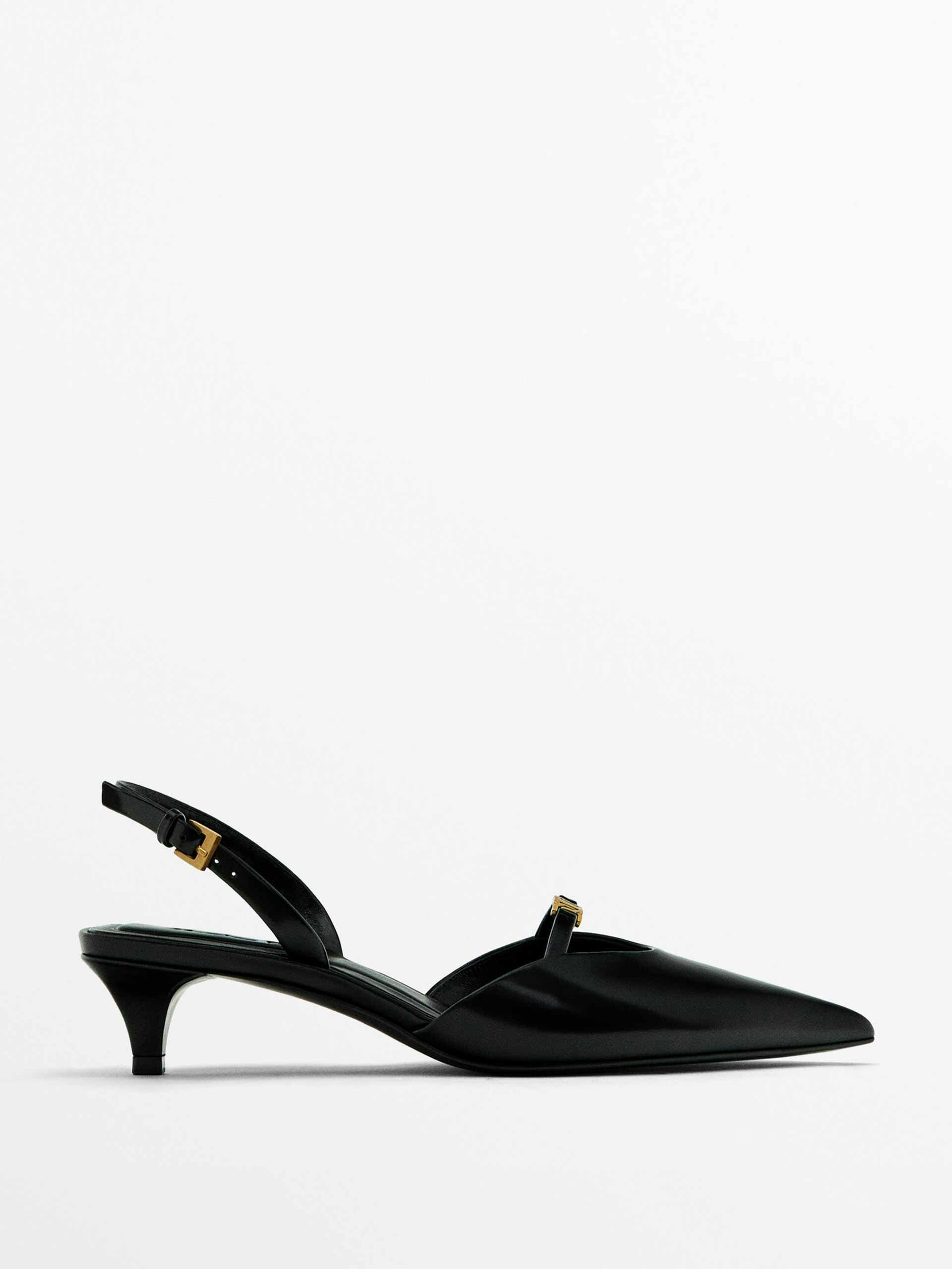 Slingback shoes with decorative metal detail
