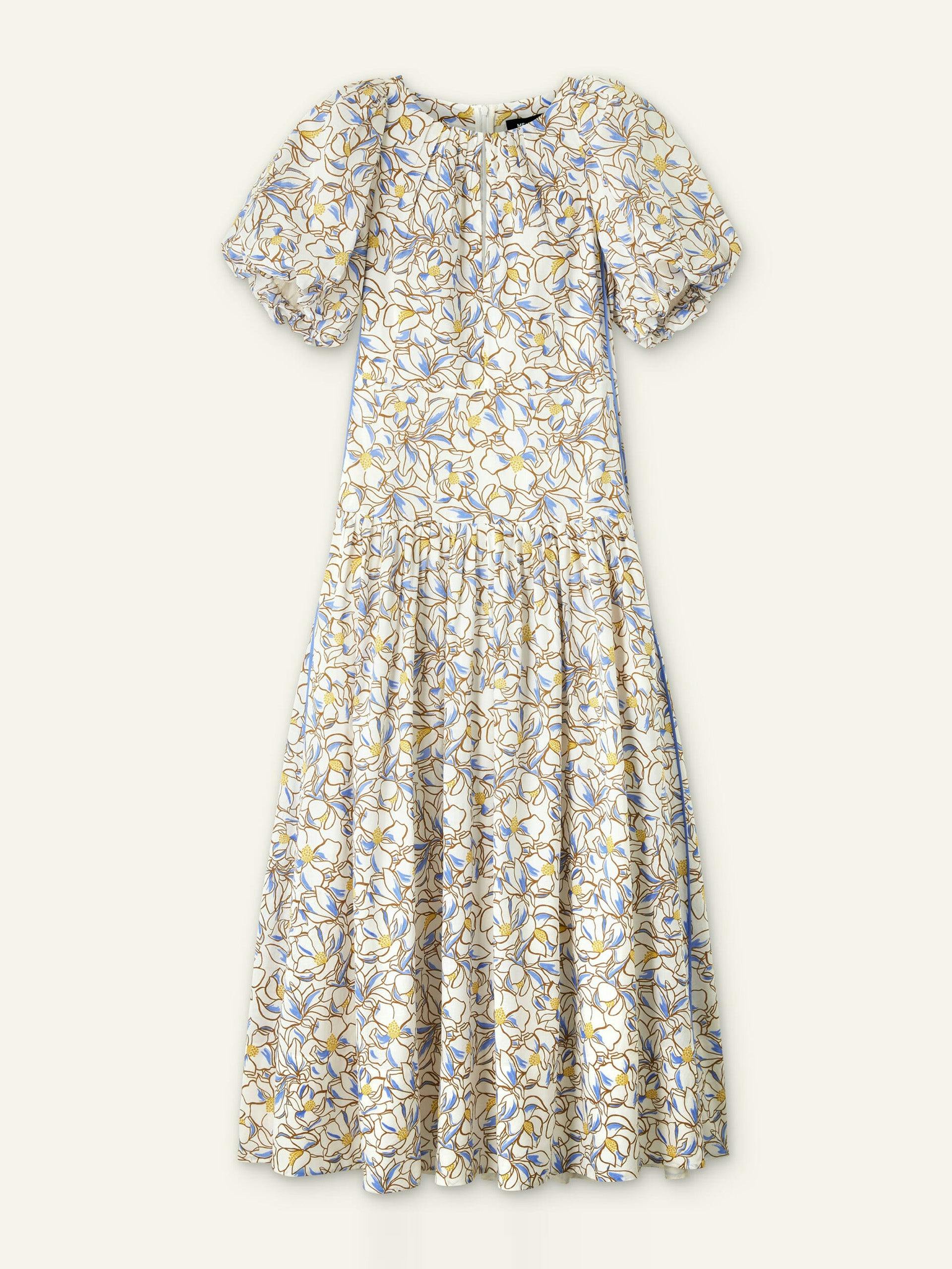 Cotton voile floral print maxi dress