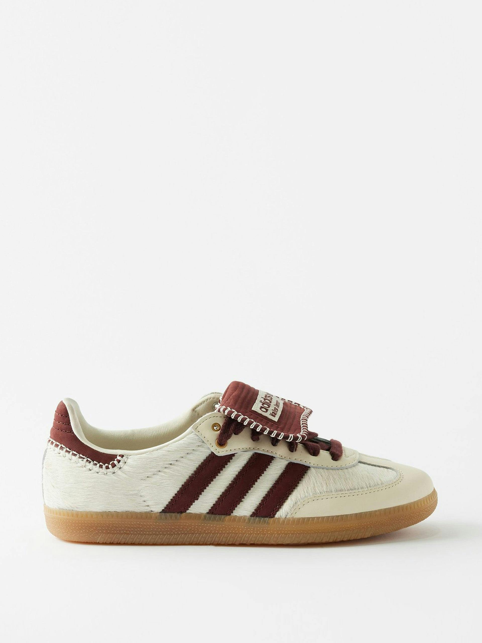 Samba leather-trimmed calf hair sneakers