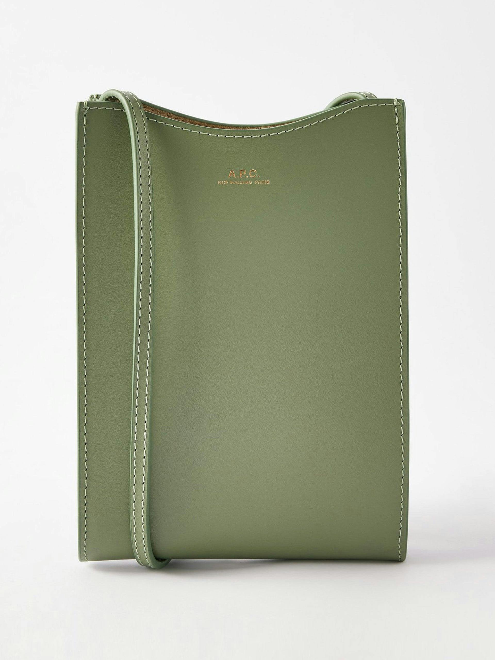 Green mini leather crossbody bag