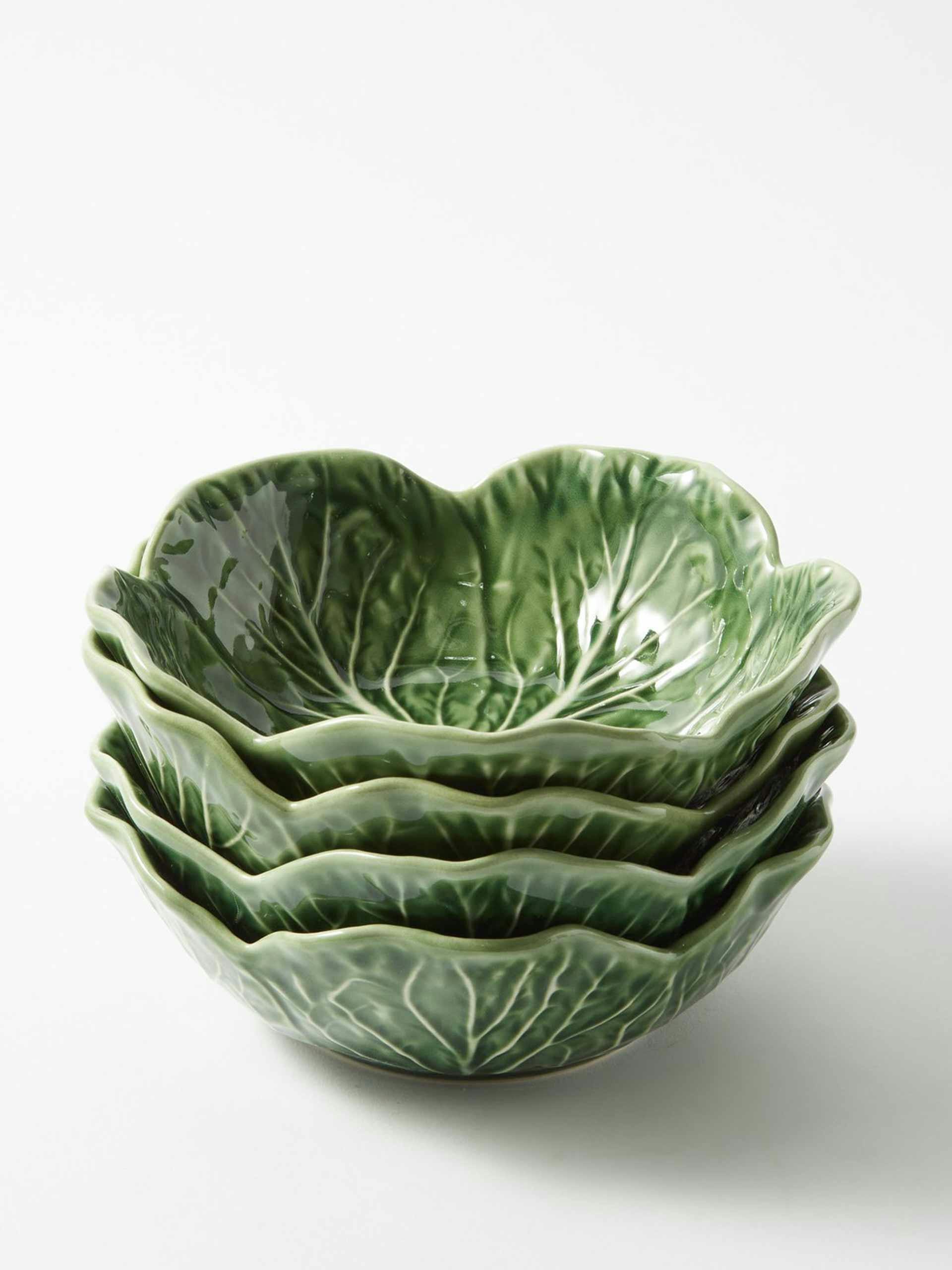 Cabbage earthenware pasta bowls (set of 4)