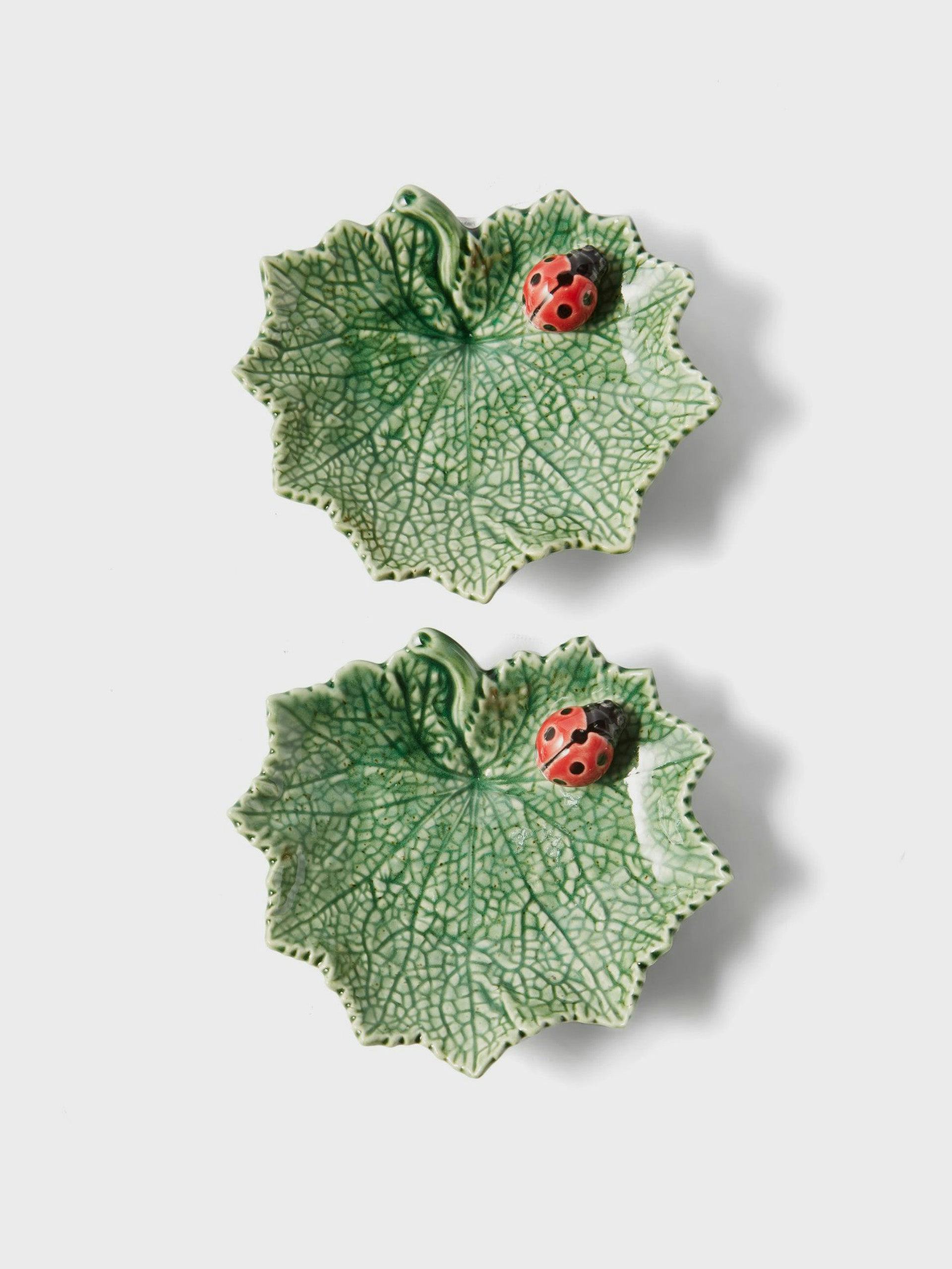 Leaf and Ladybug earthenware plates (set of 2)