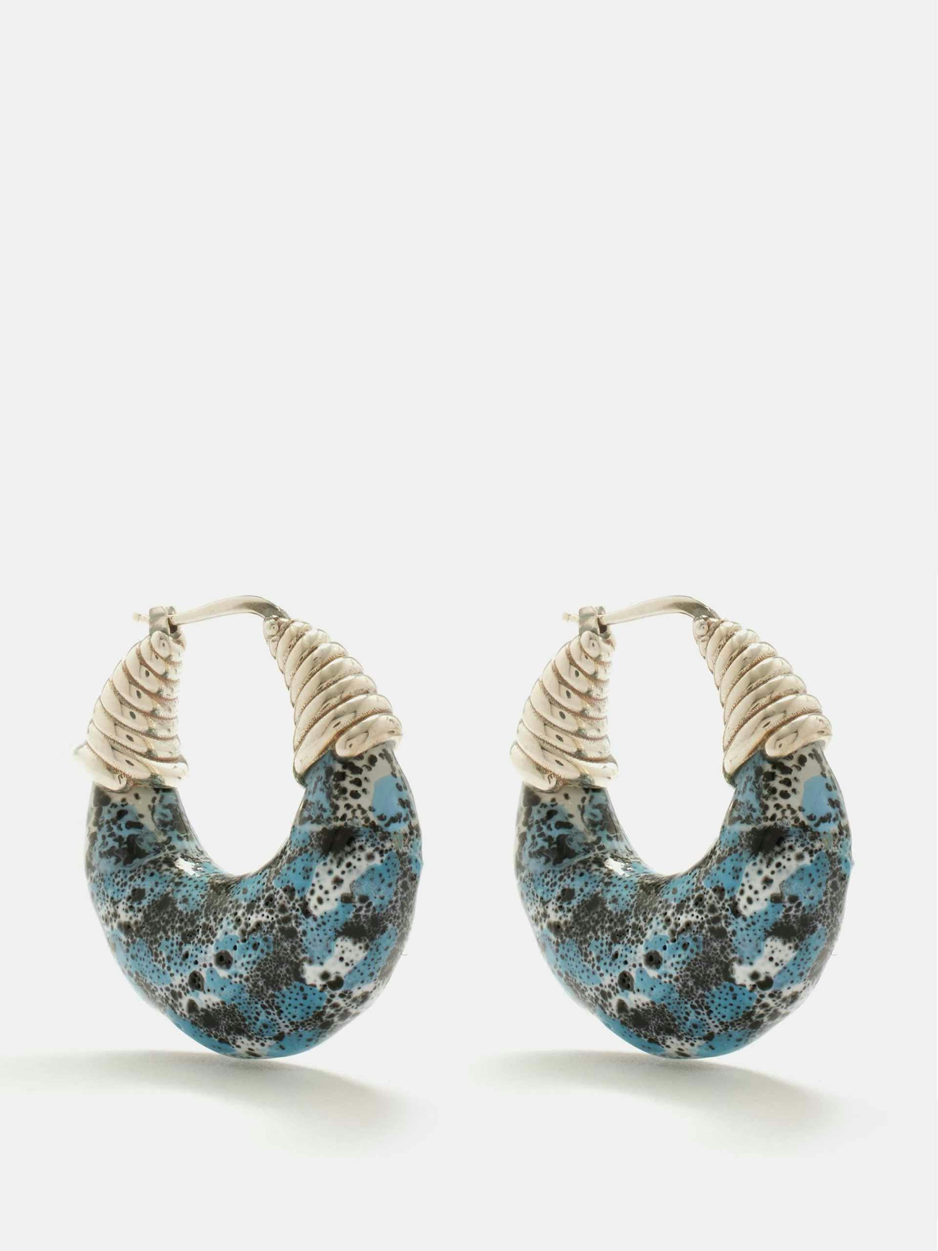 Ceramic and sterling-silver hoop earrings