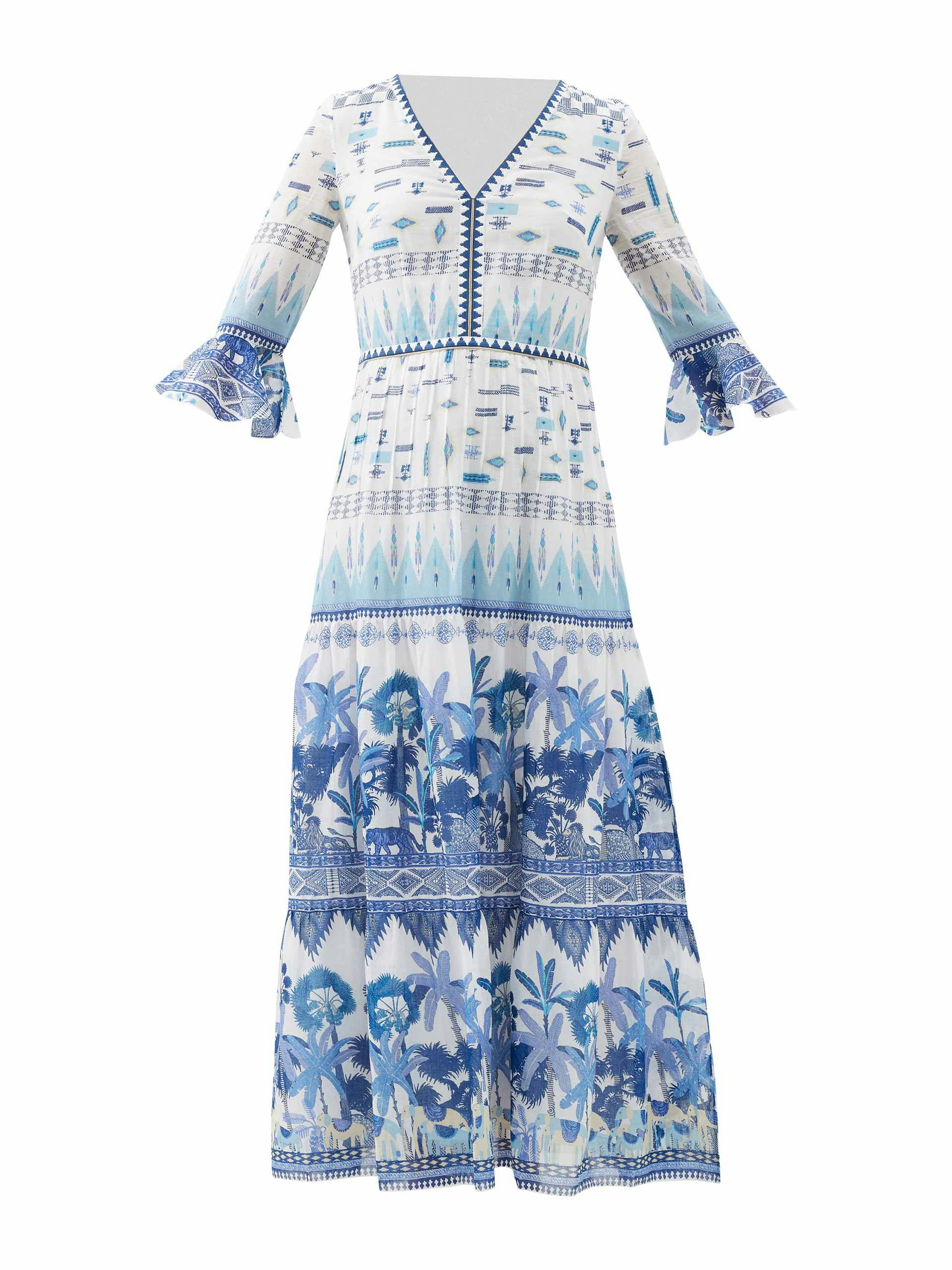Bella jungle-print cotton midi dress