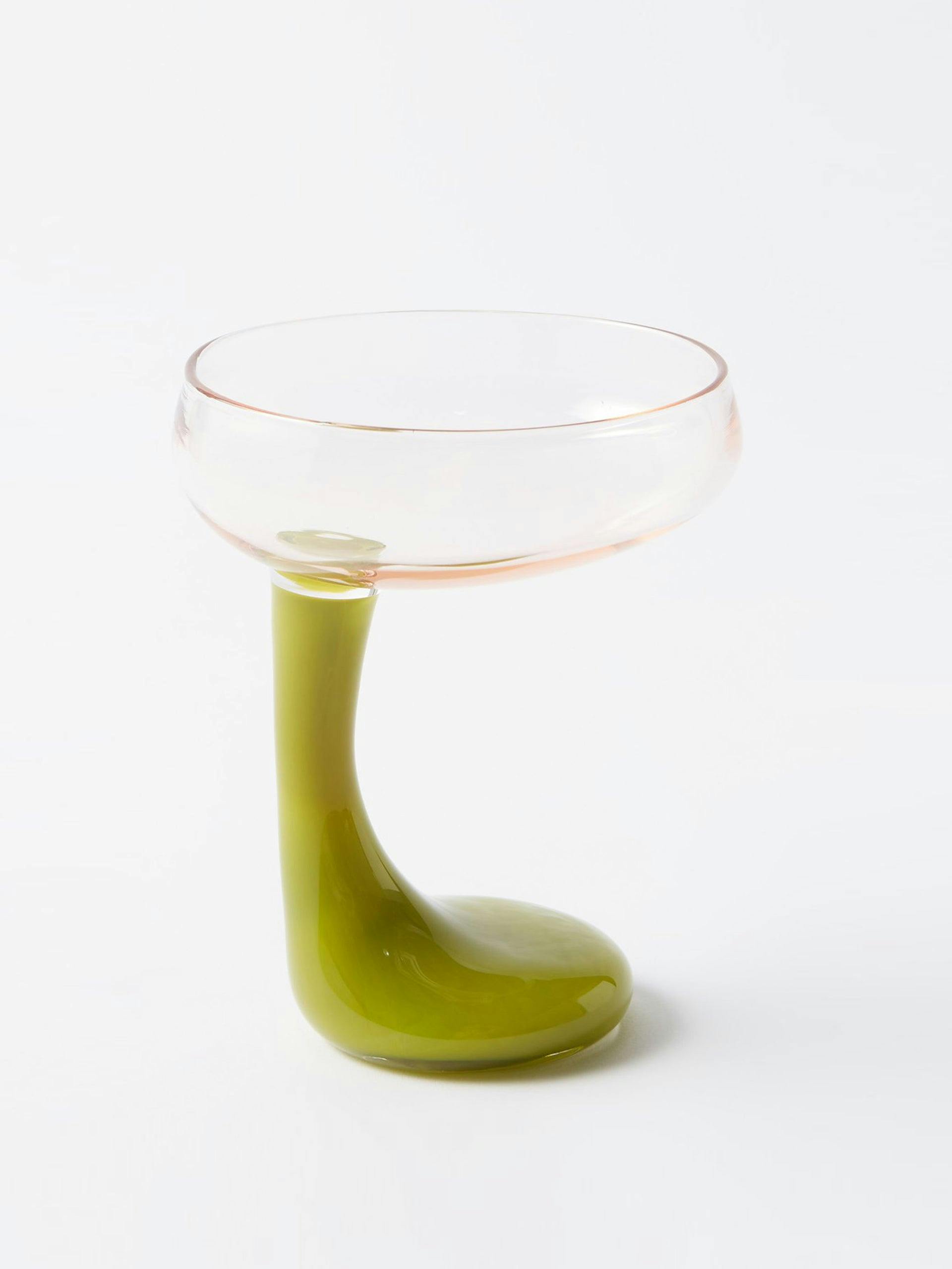 Green cocktail glass