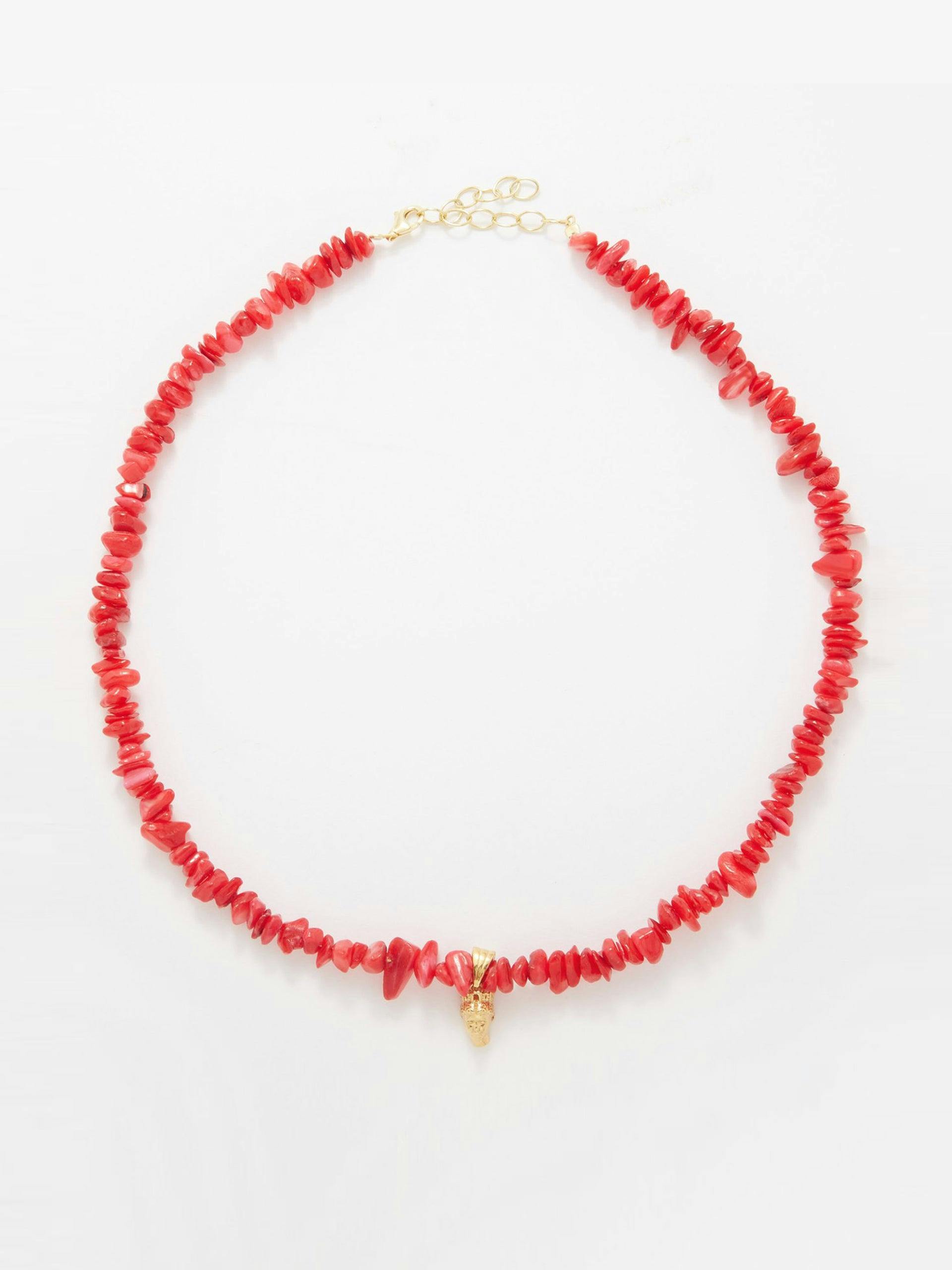 Red coral and gold-vermeil necklace