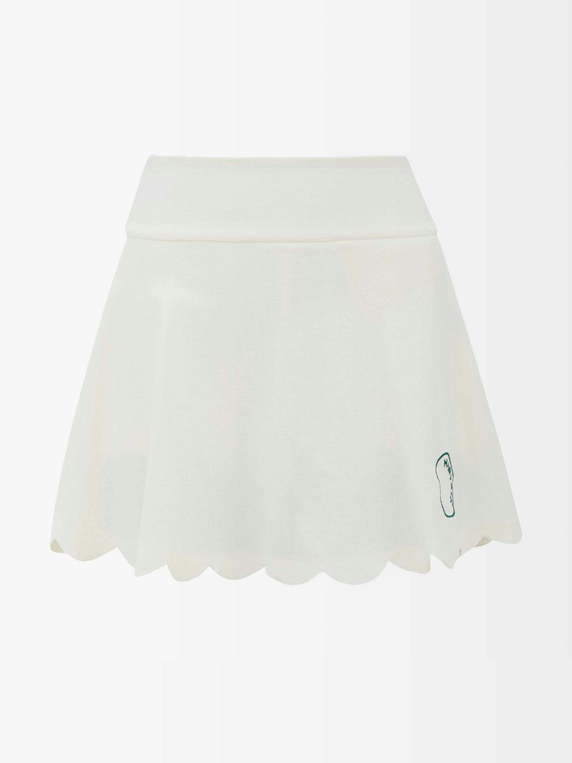 White scalloped sustainable-jersey skirt