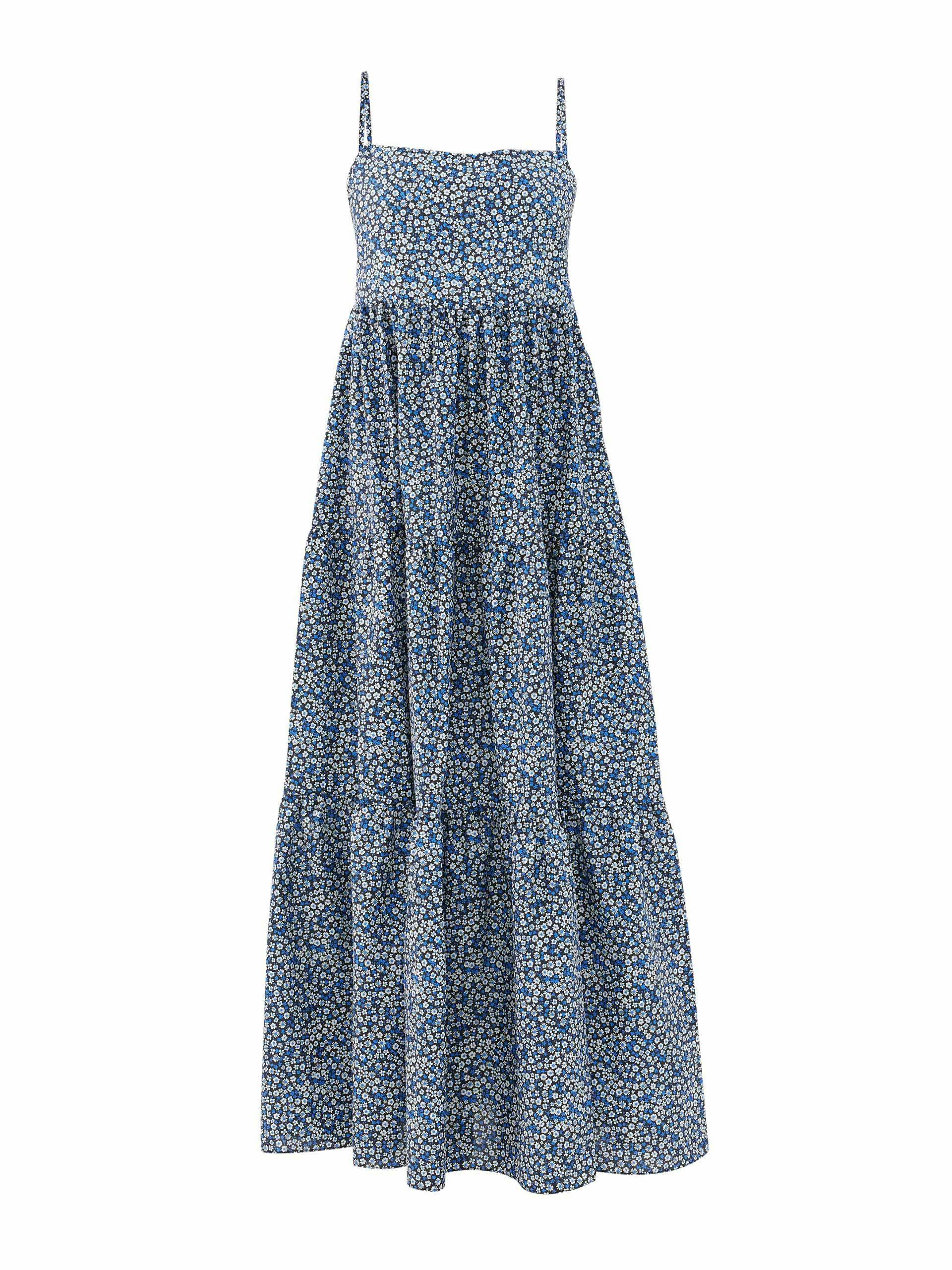 Blue floral-print organic cotton maxi dress
