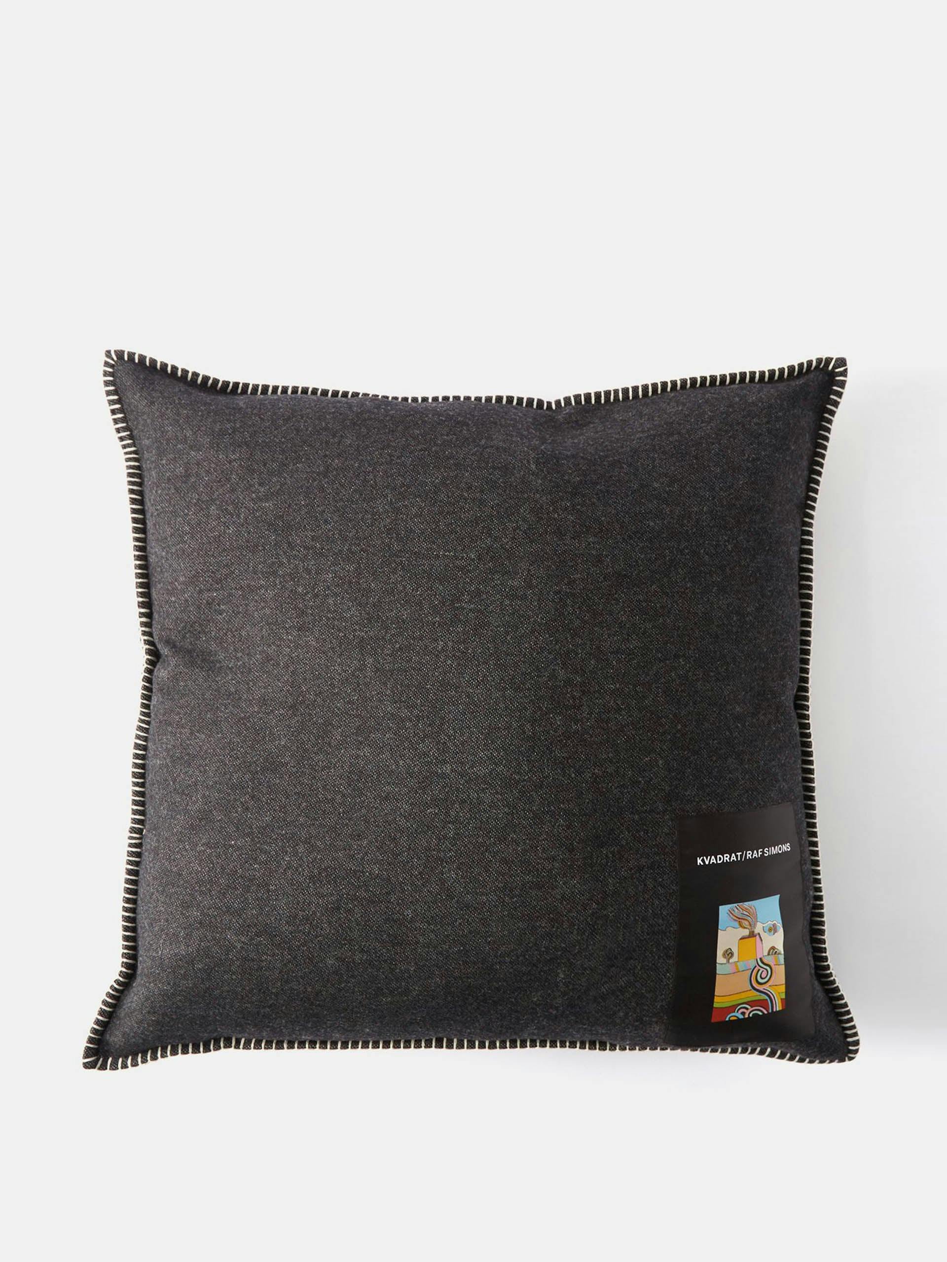Whipstitch-edge large 100% lambswool cushion