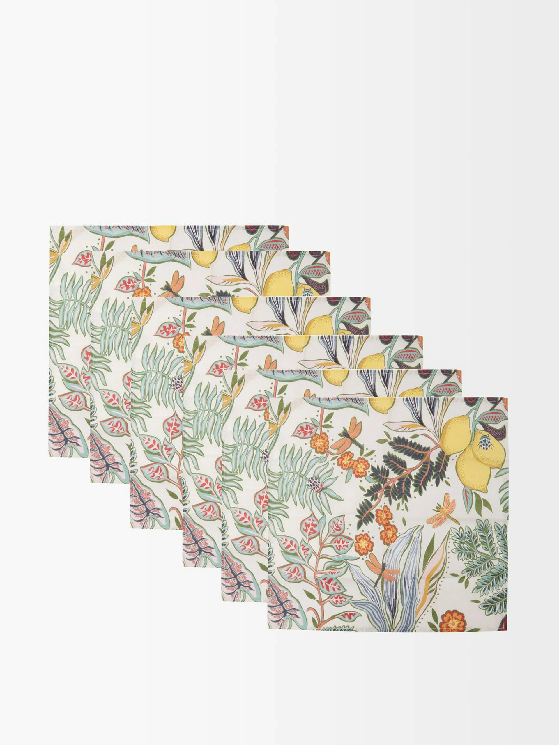 Botanical print linen napkins (set of six)