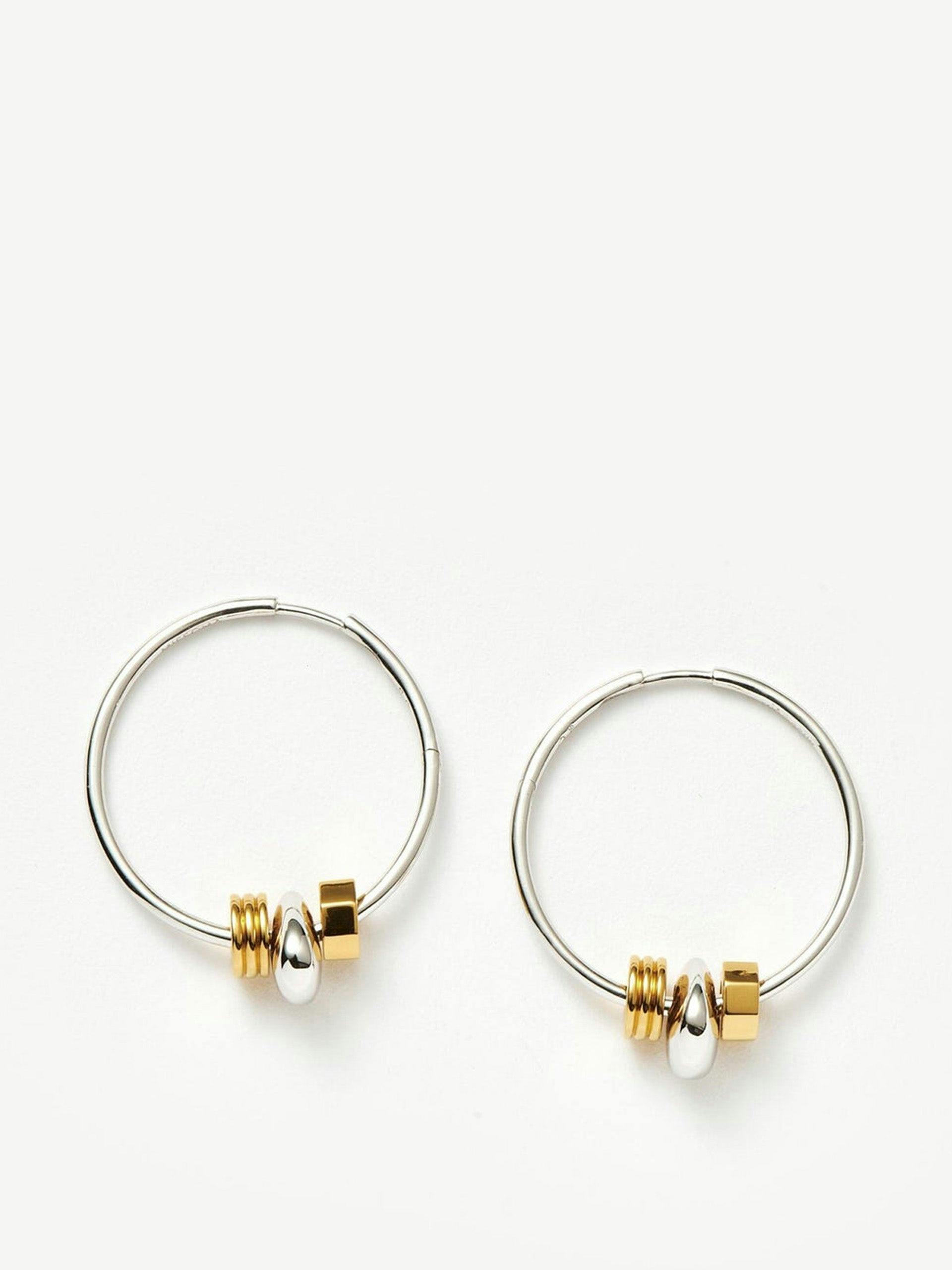 Abacus beaded medium charm hoop earrings