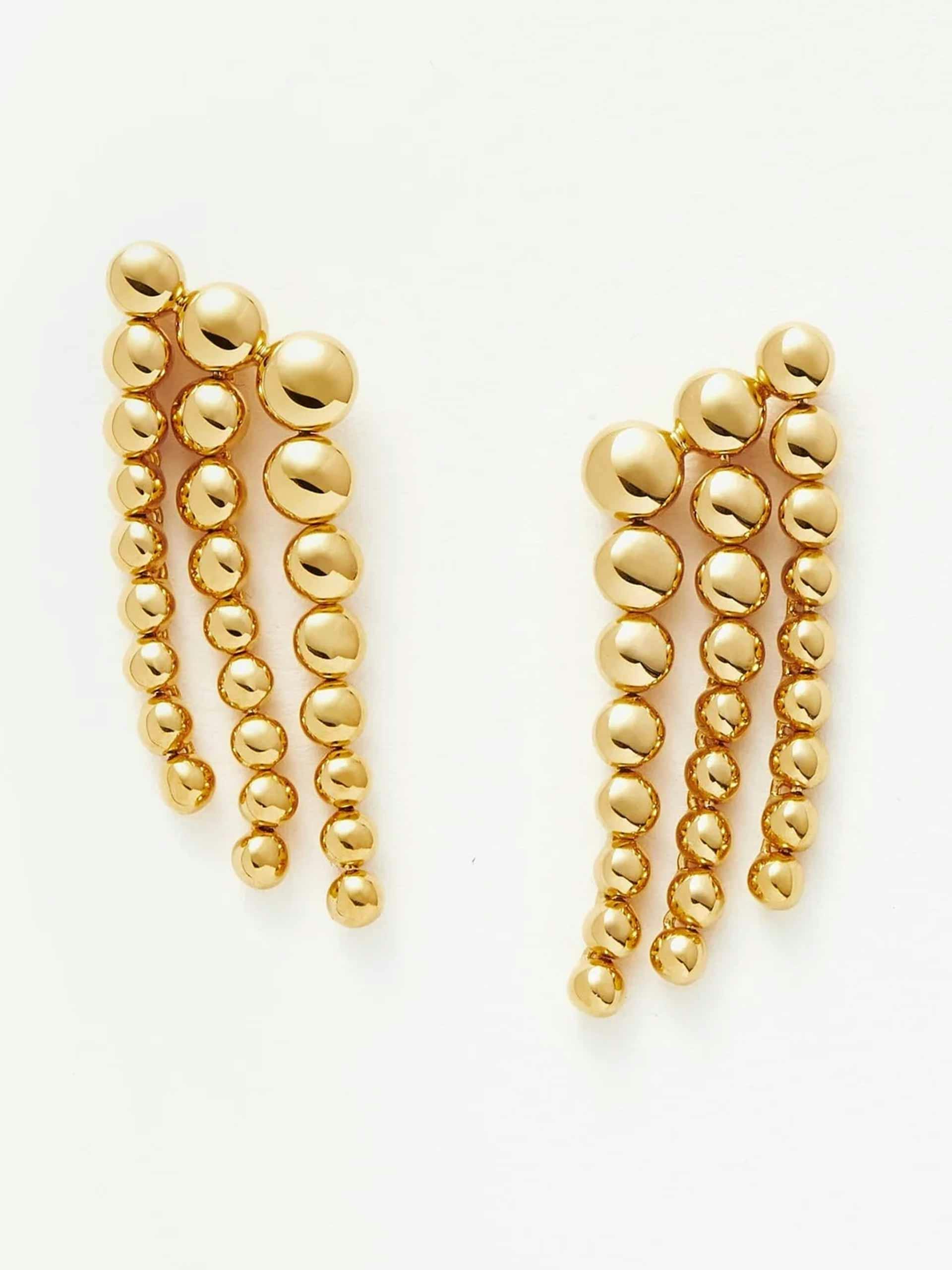 Articulated beaded waterfall drop earrings