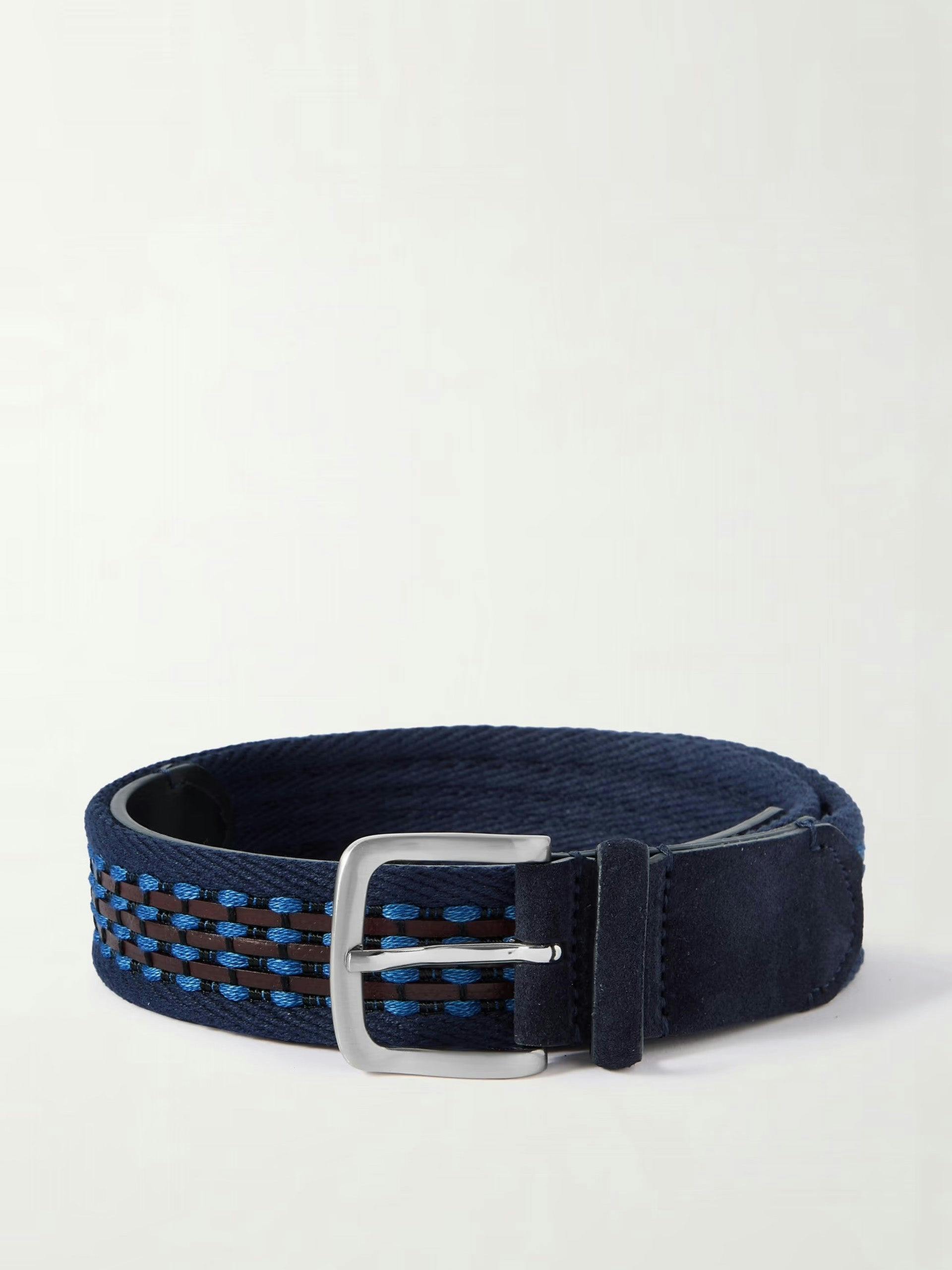 Suede-trimmed cotton belt