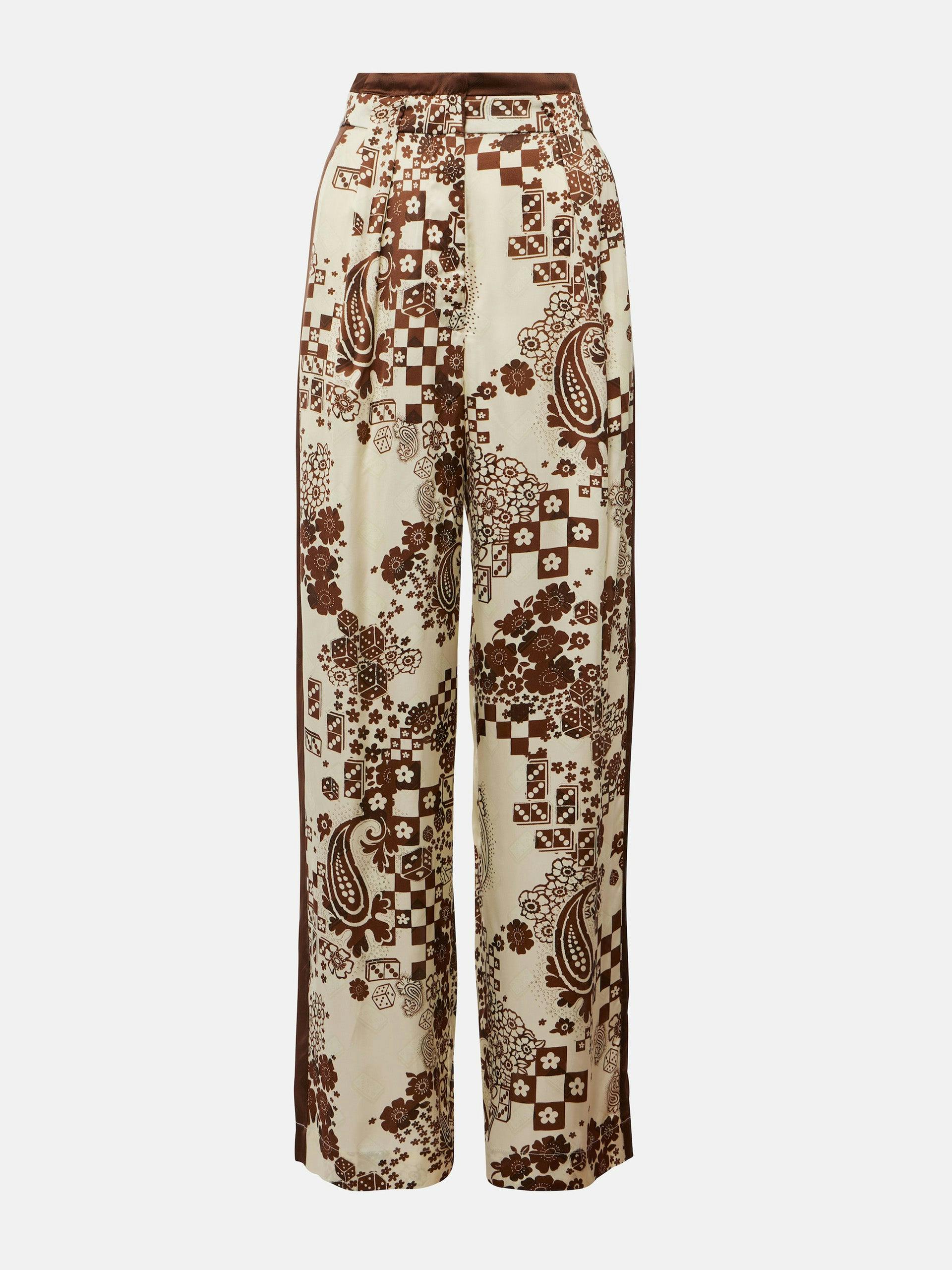 Printed high-rise wide-leg pants