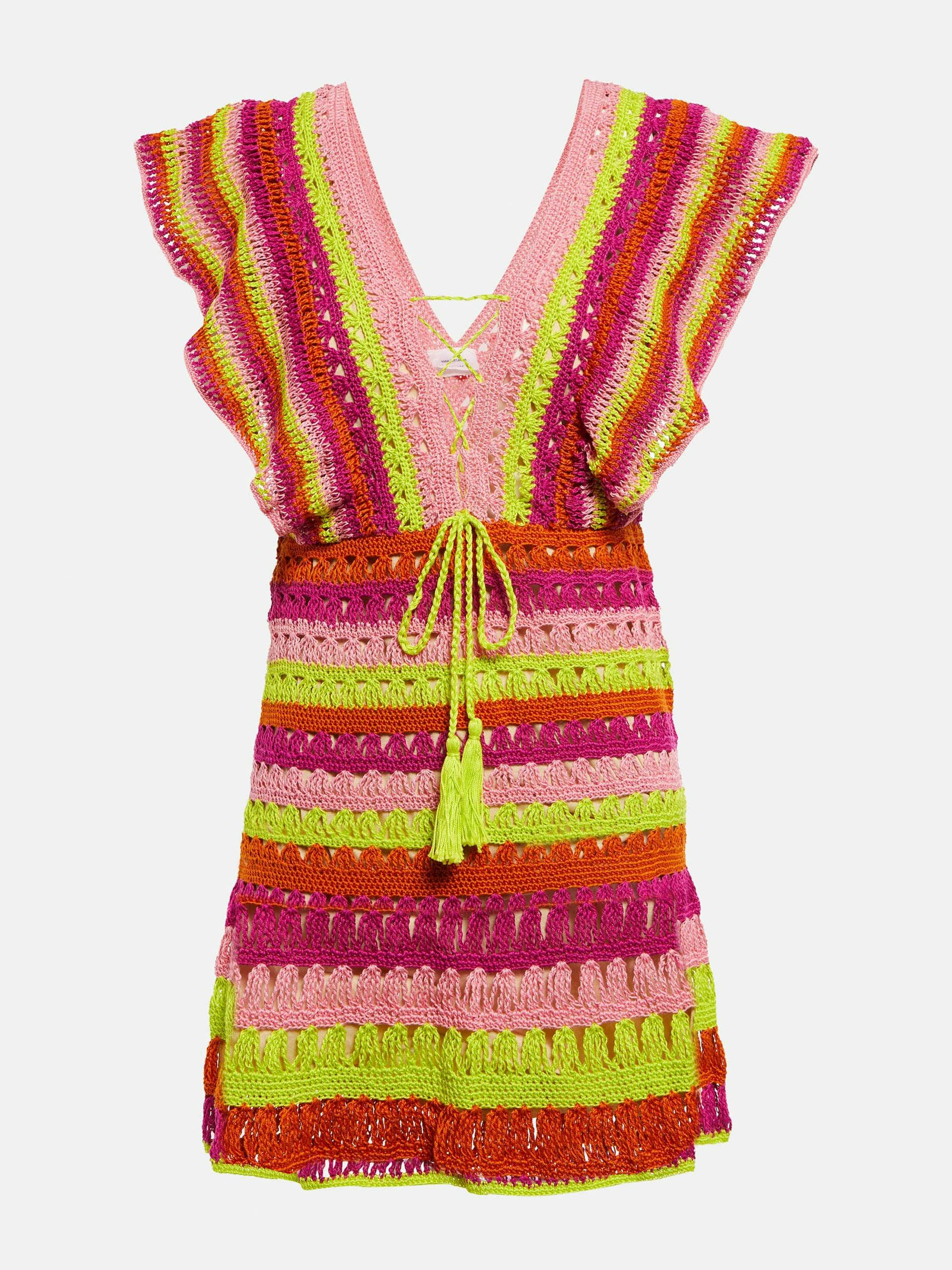 Multicolour crocheted mini dress