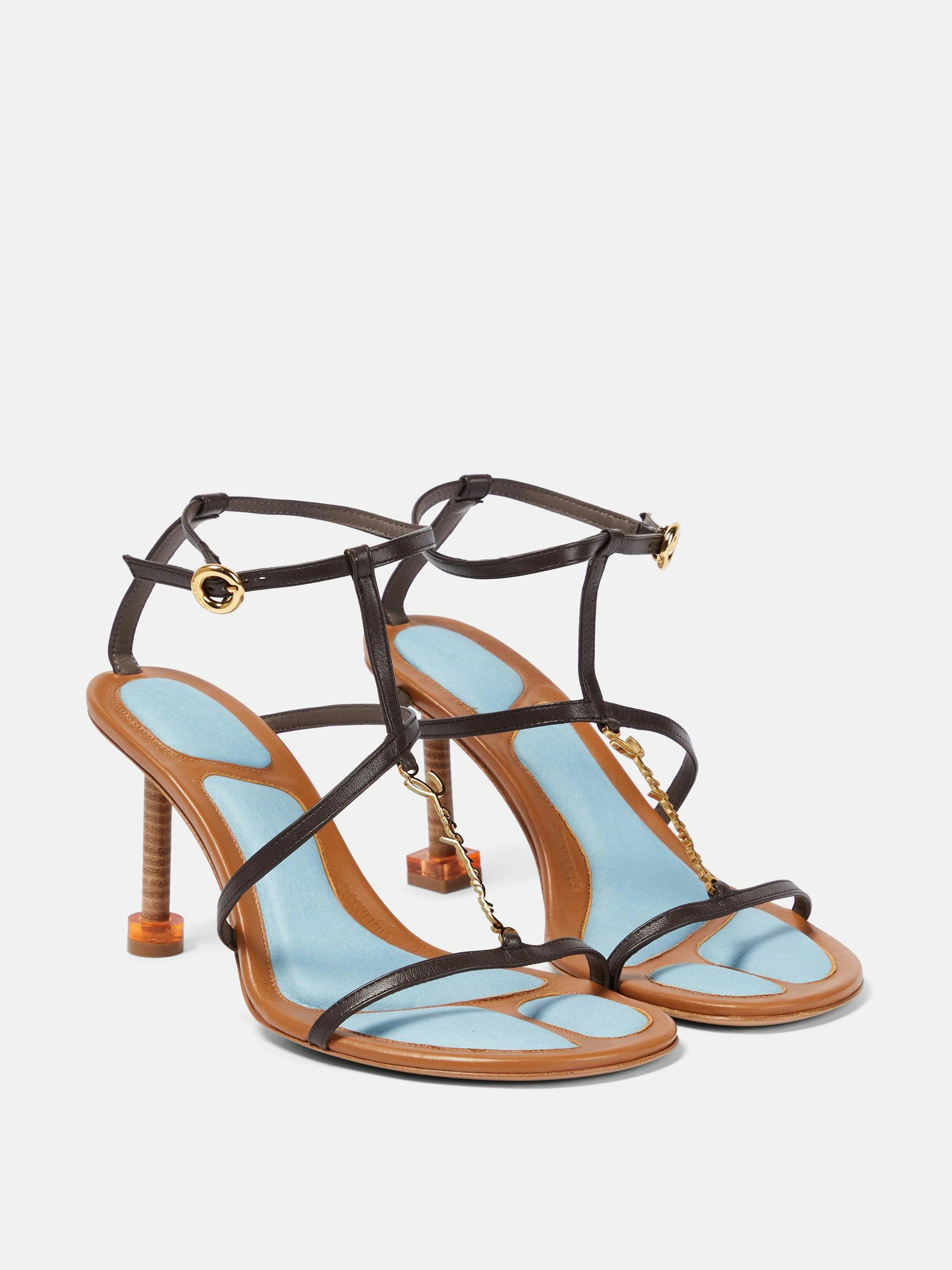Heeled leather sandals