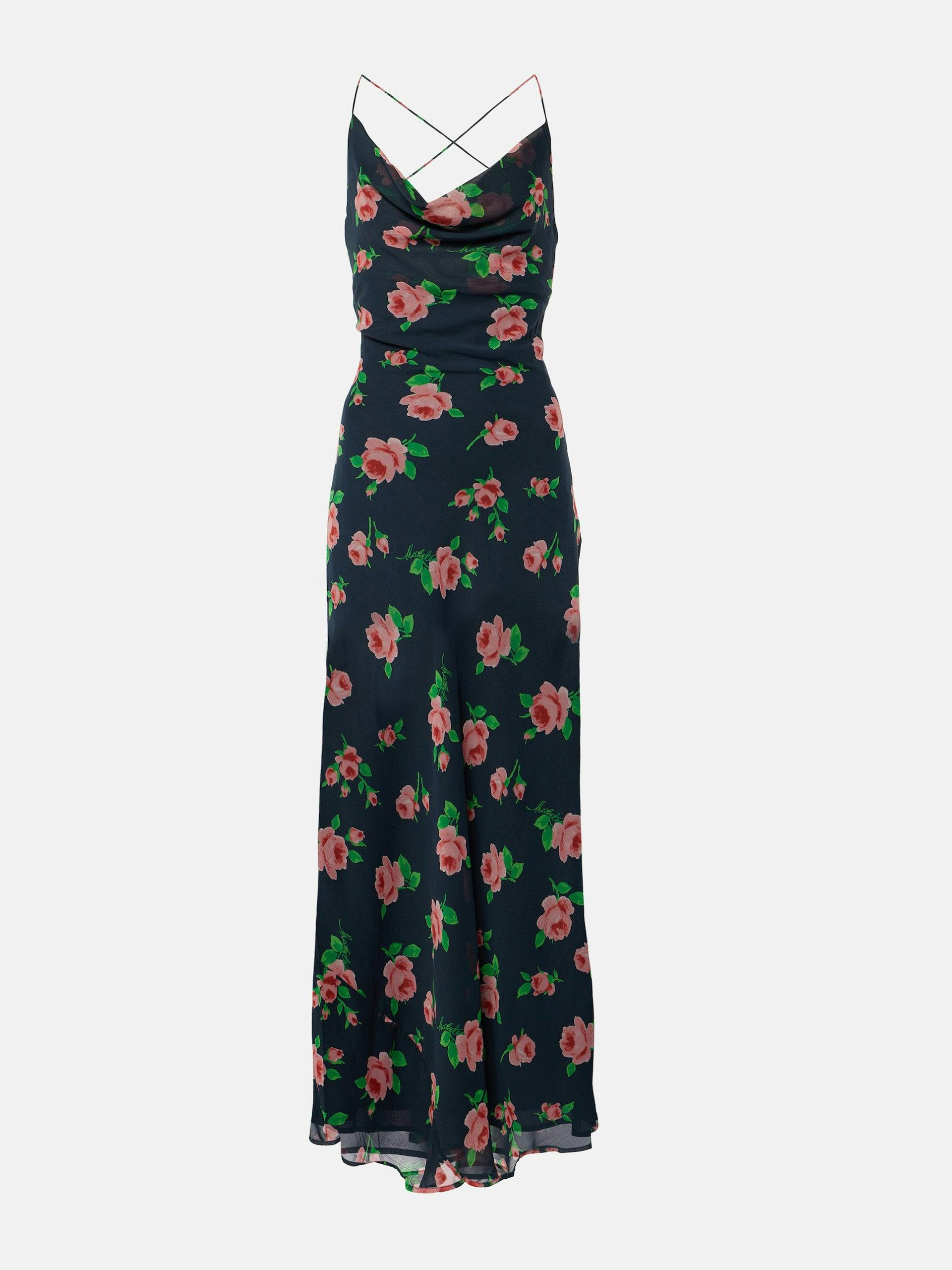 Tazzy floral open-back slip dress