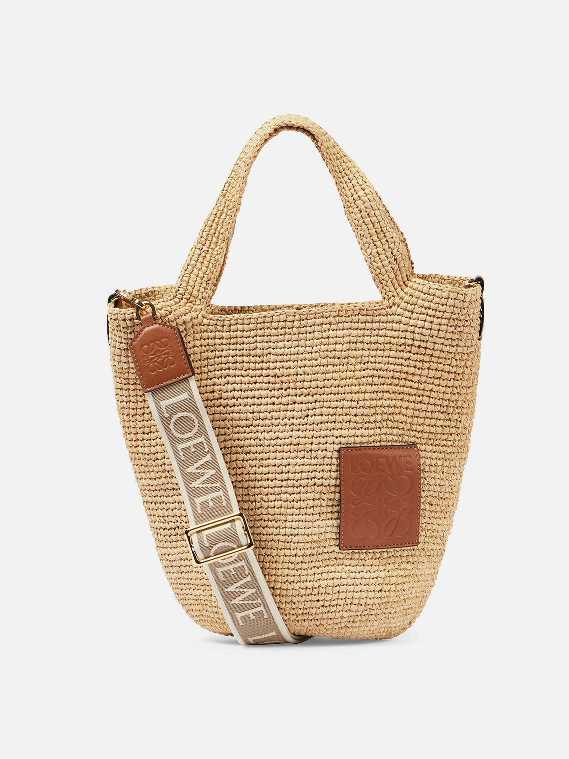 Slit Mini raffia tote