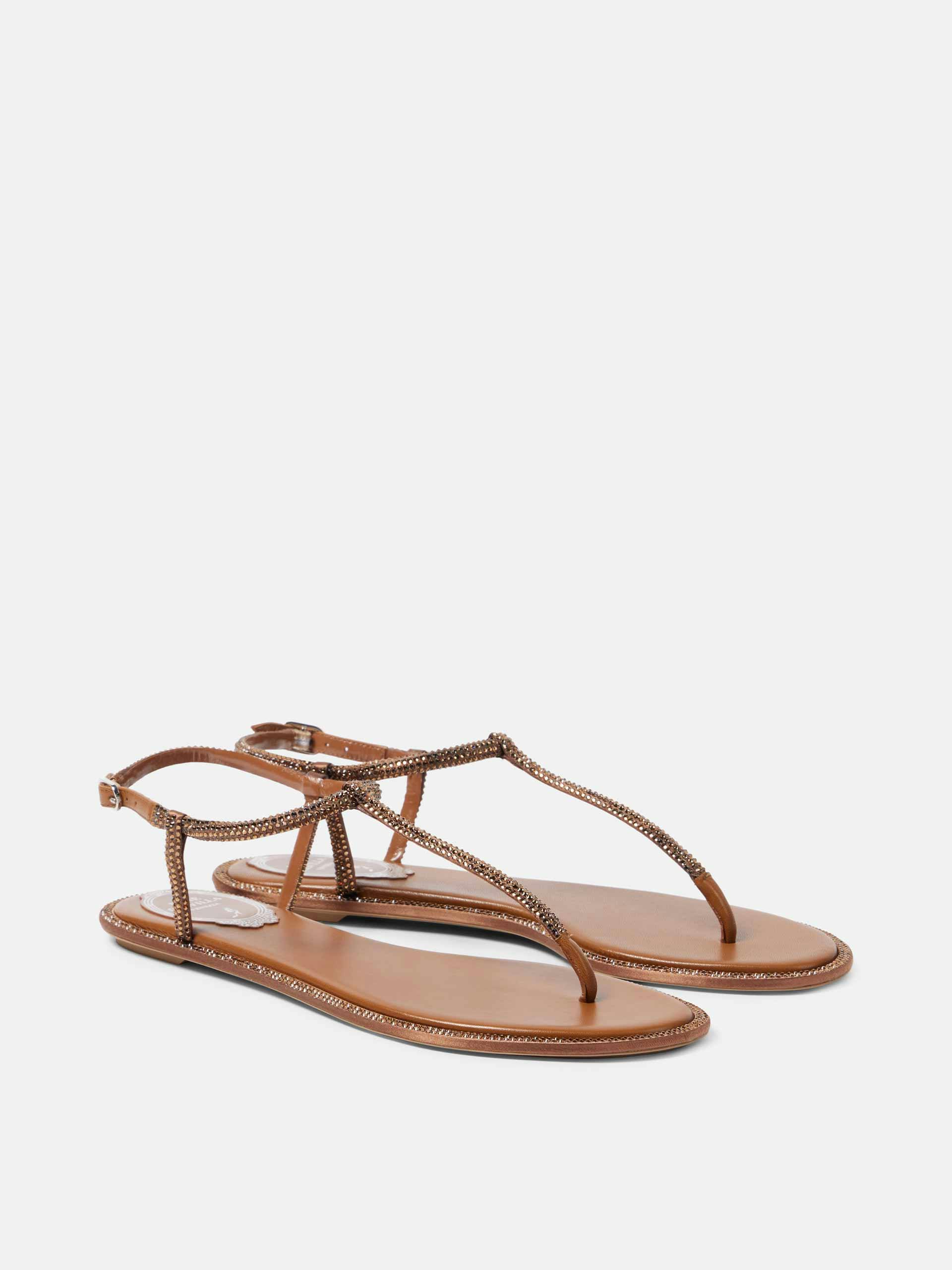 Diana satin and leather thong sandals