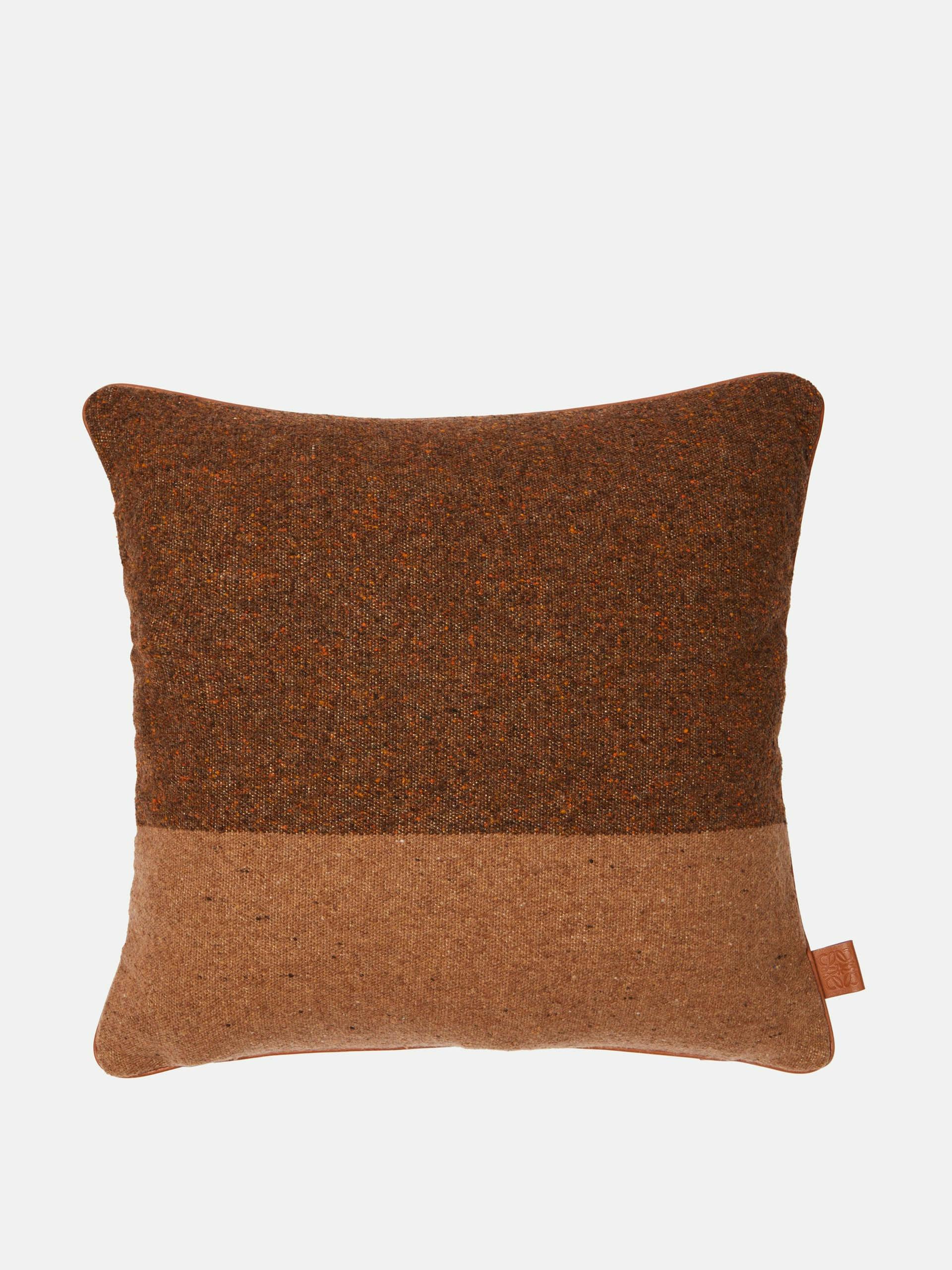 Brown striped wool and linen-blend cushion