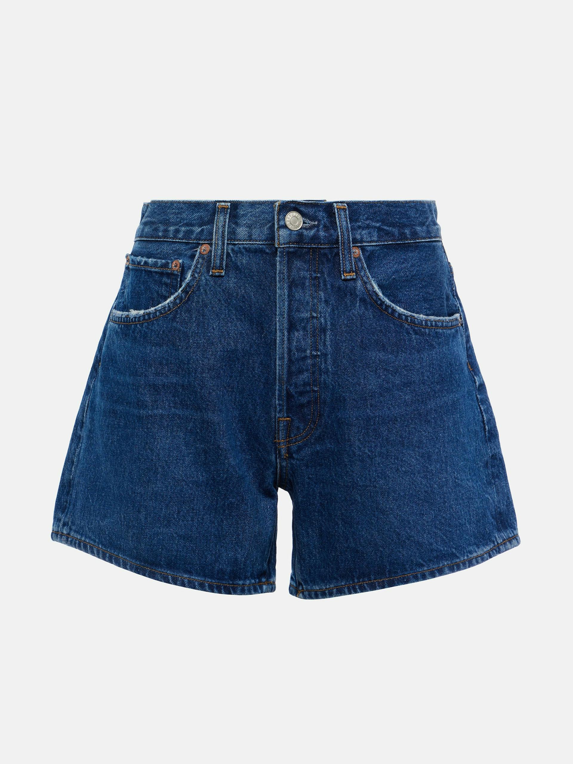 Parker Long high-rise denim shorts