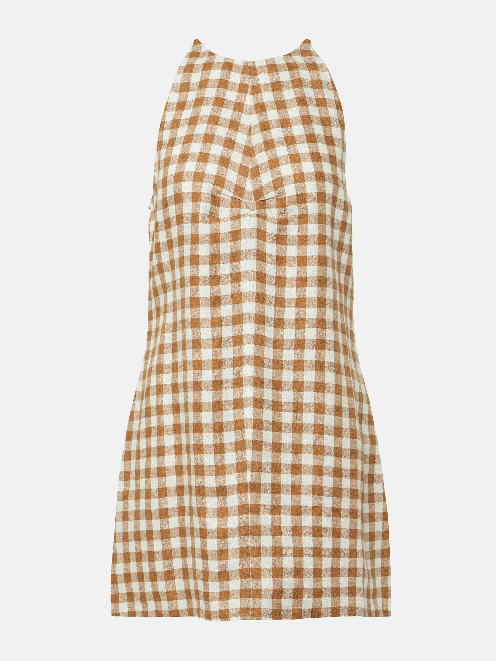 Antigua checked linen minidress