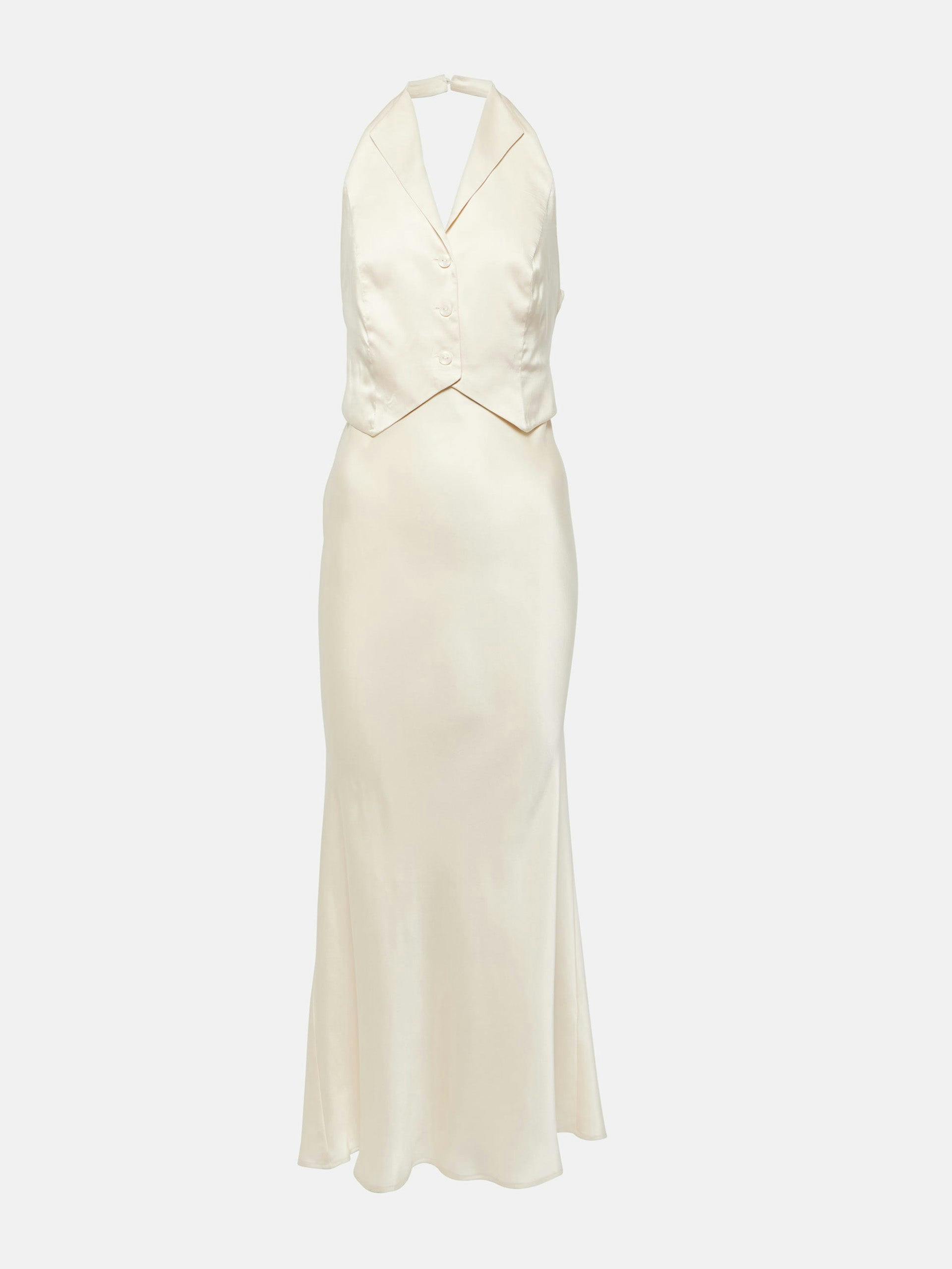 Bridal Estella open-back silk midi dress