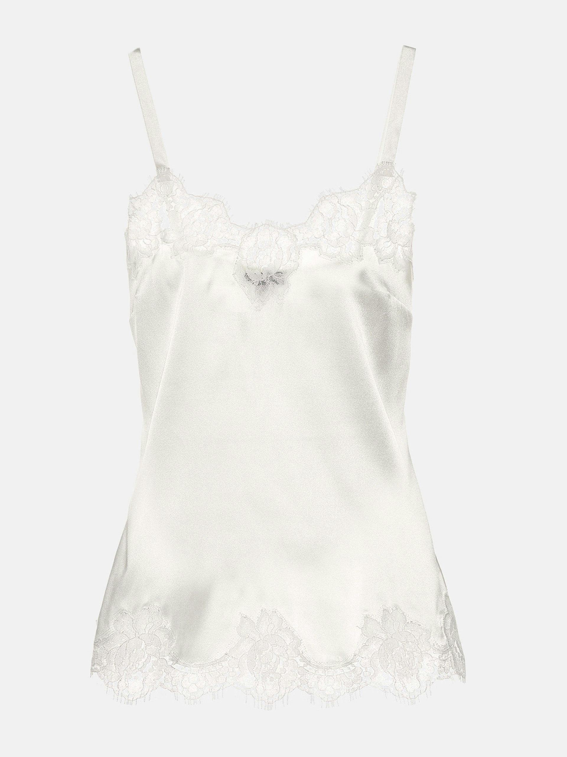 Lace-trimmed satin camisole