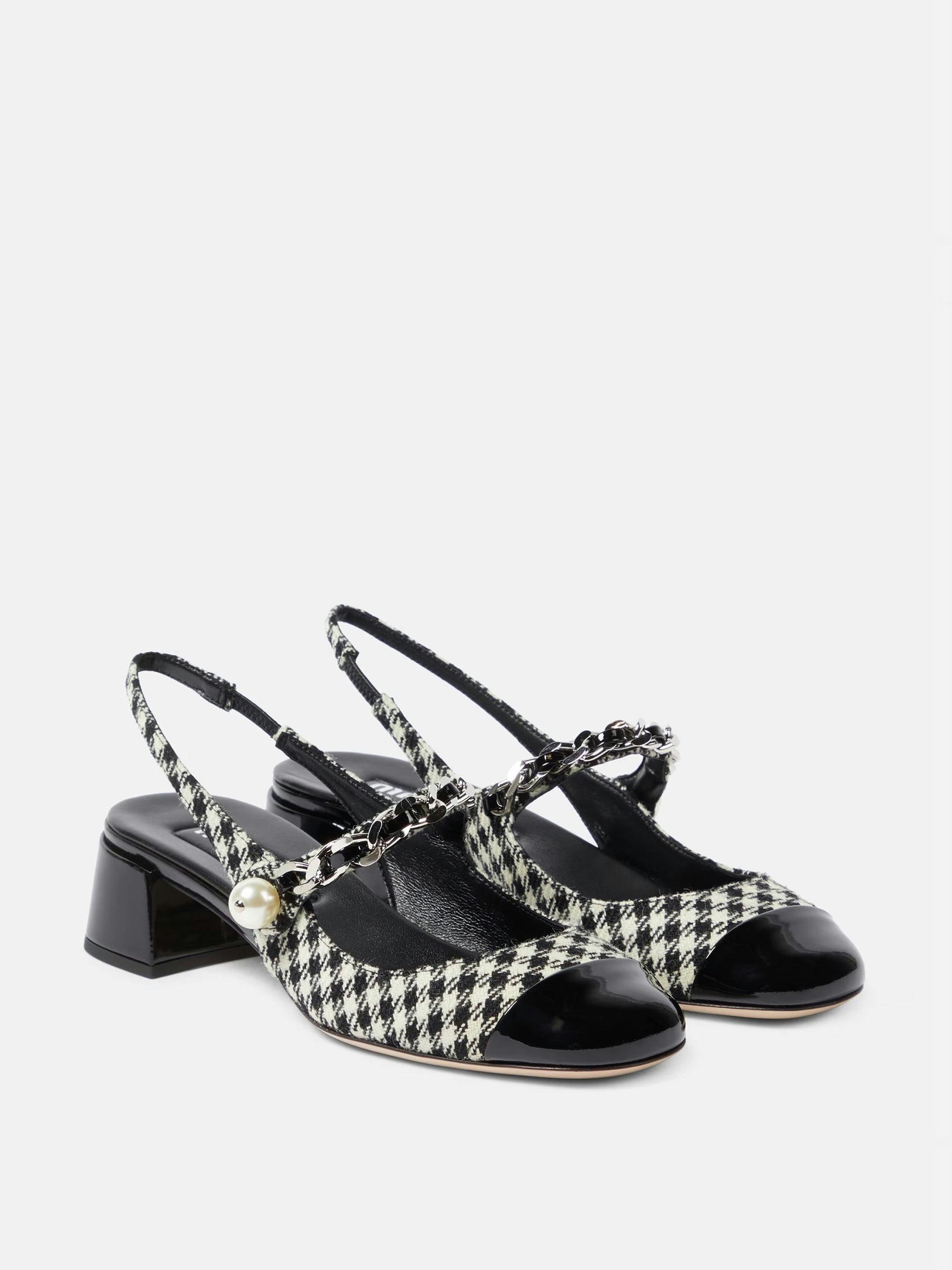 Gingham slingback pumps