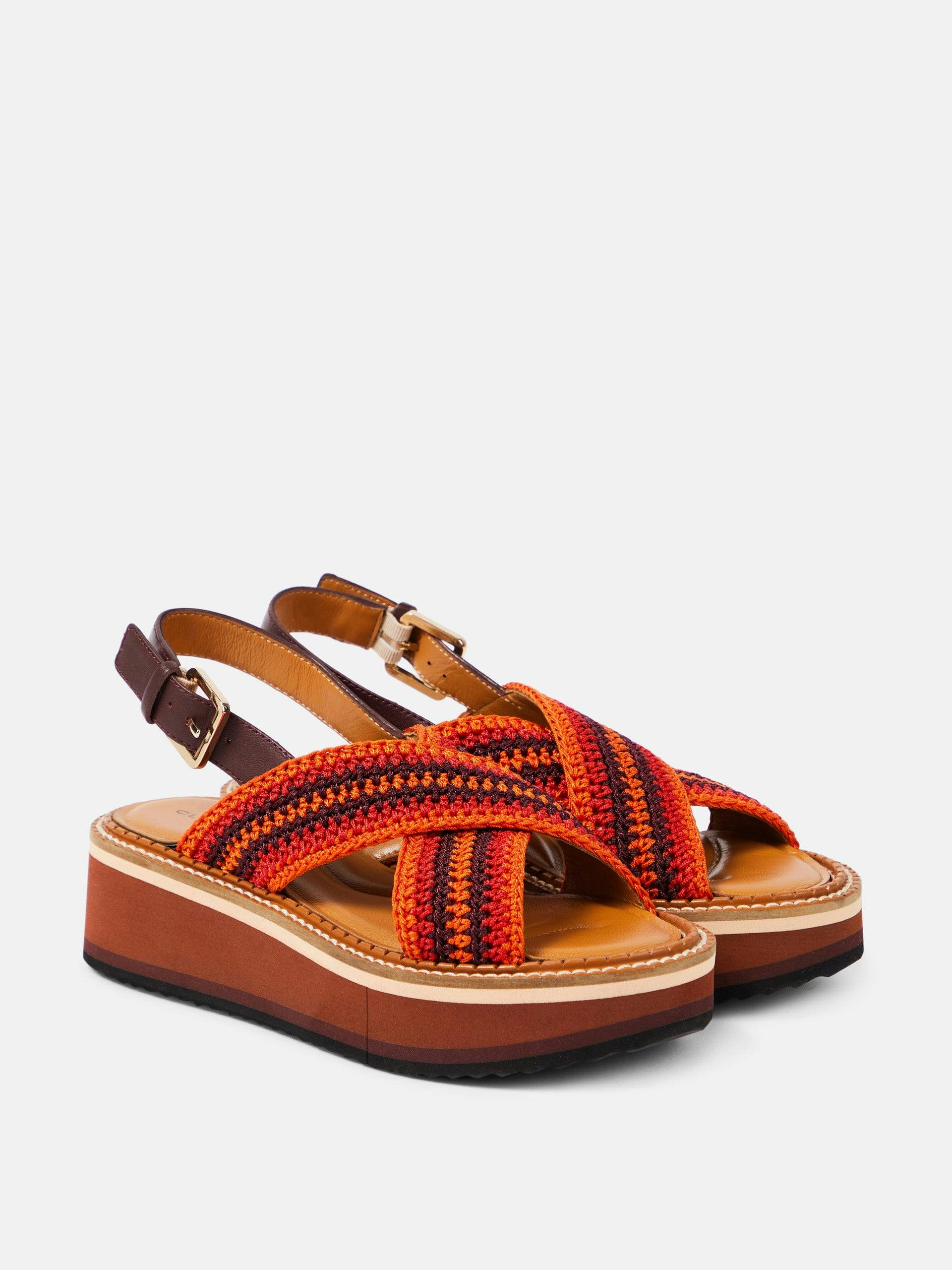 Faden leather-trimmed crochet sandals