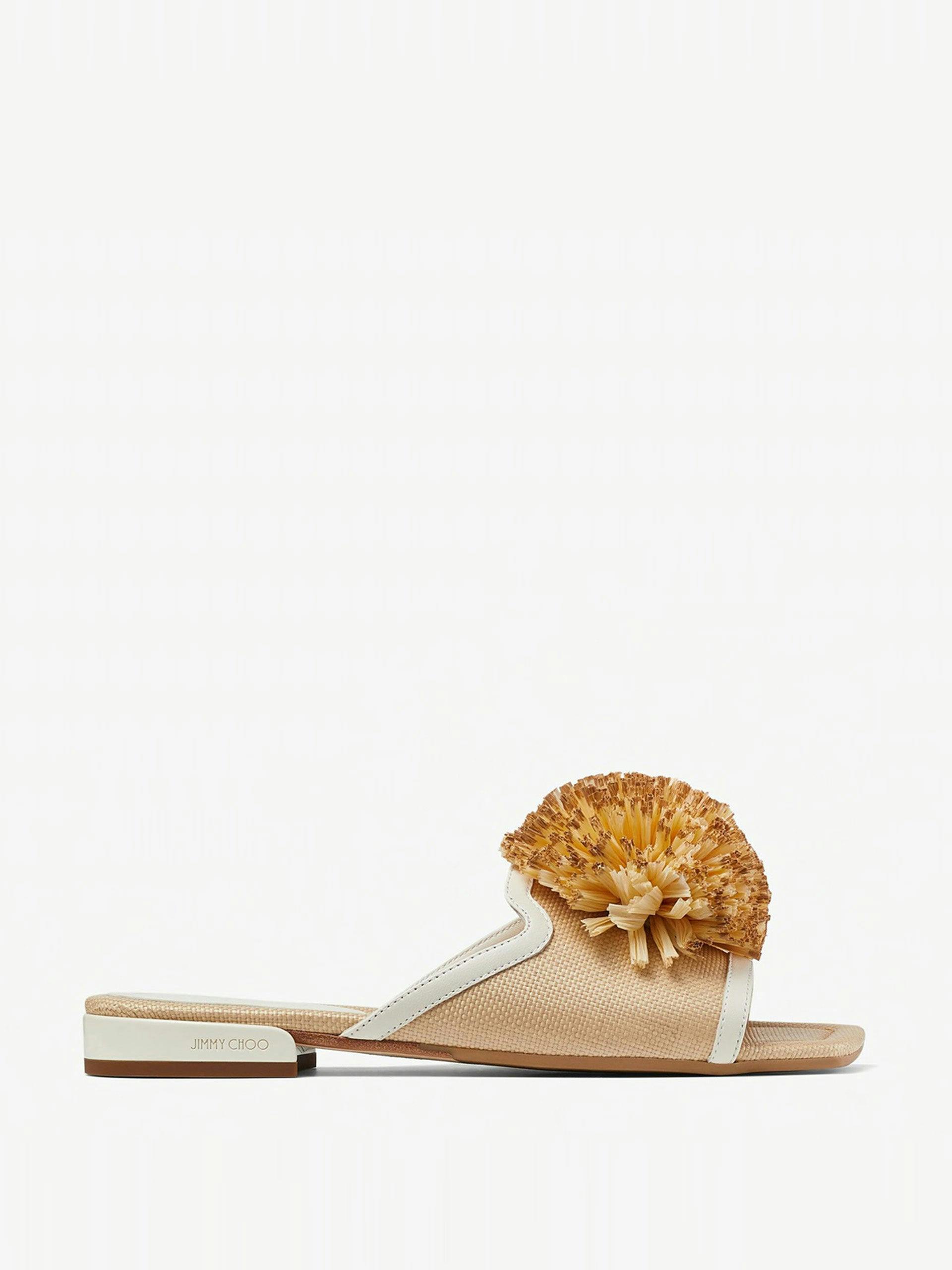 Raffia pom pom flats