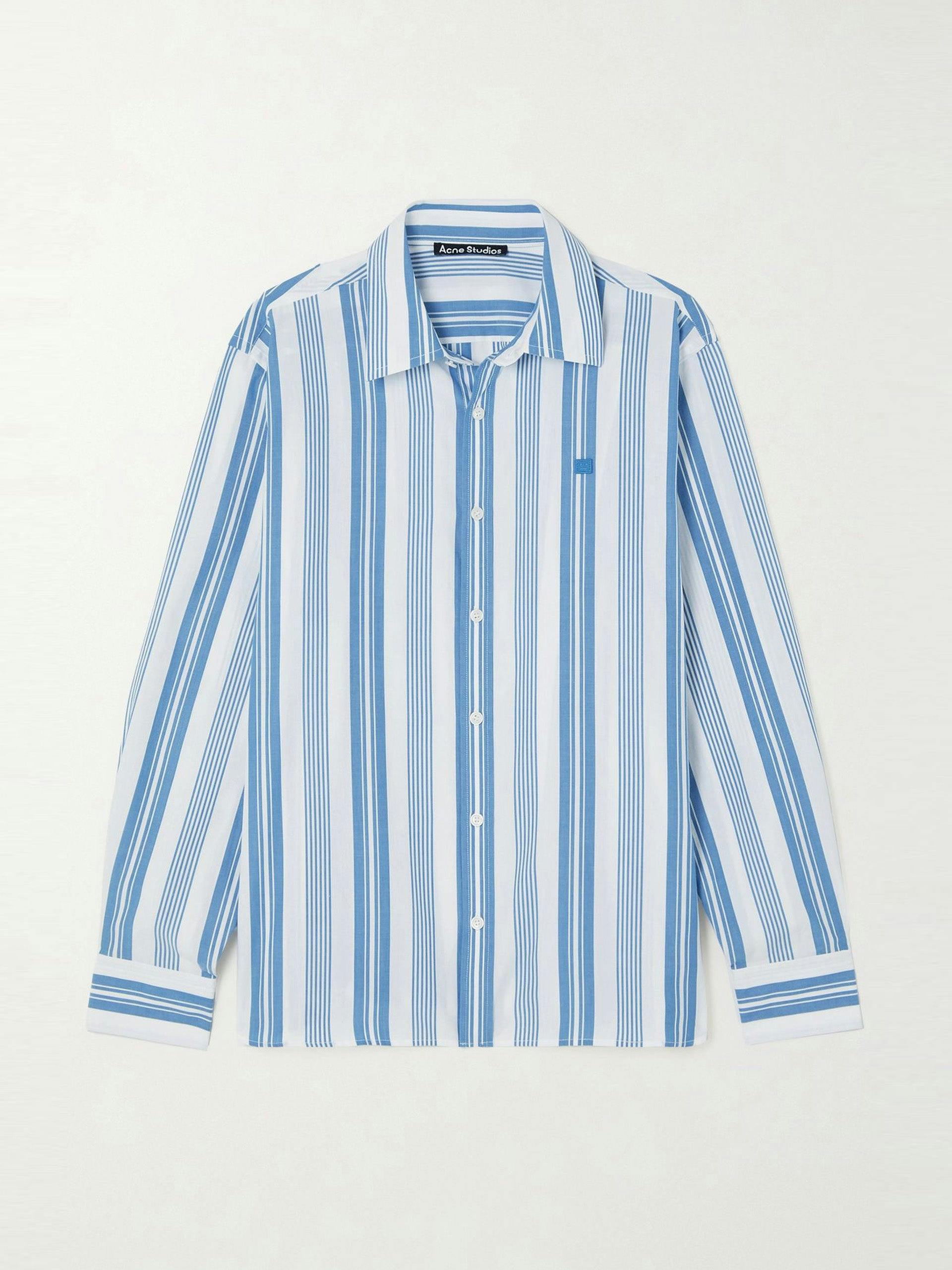 Blue striped organic cotton-poplin shirt