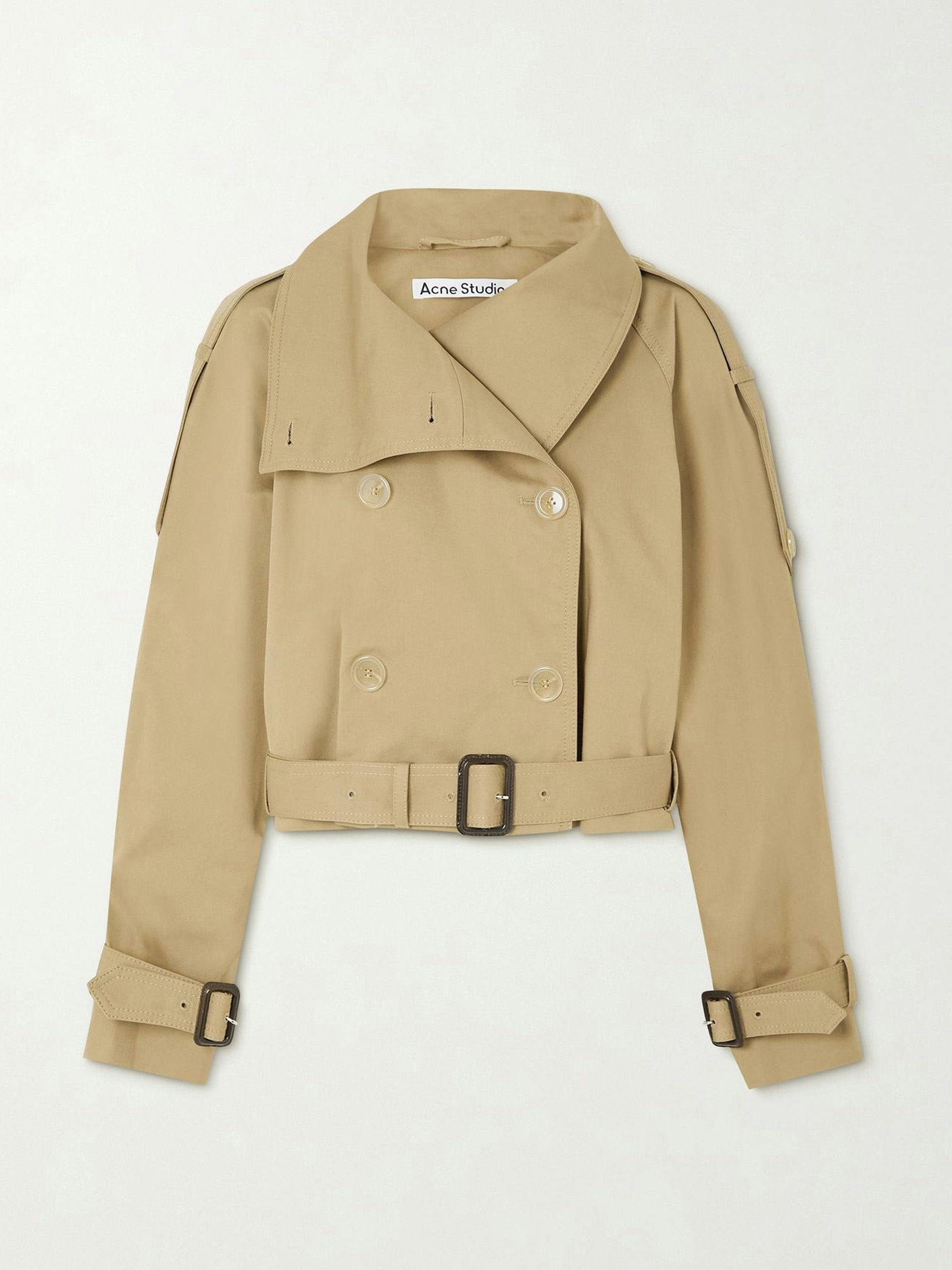 Belted cropped double-breasted jacket