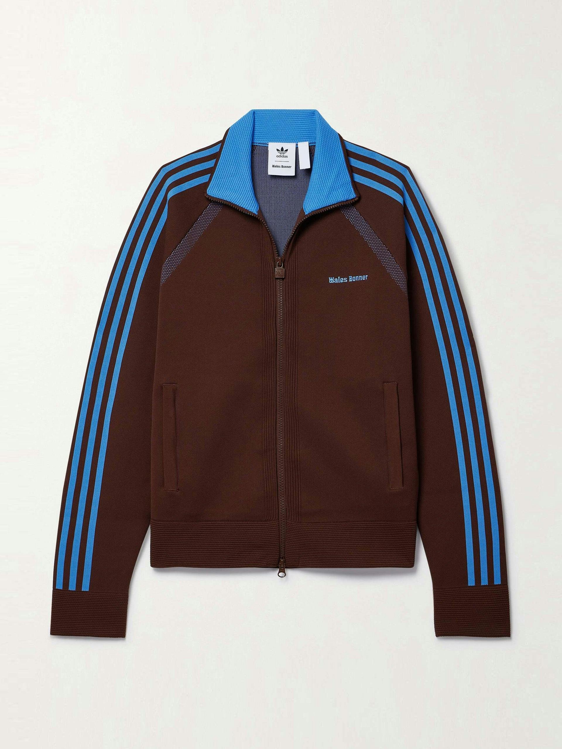 Mesh-trimmed recycled stretch-knit track jacket