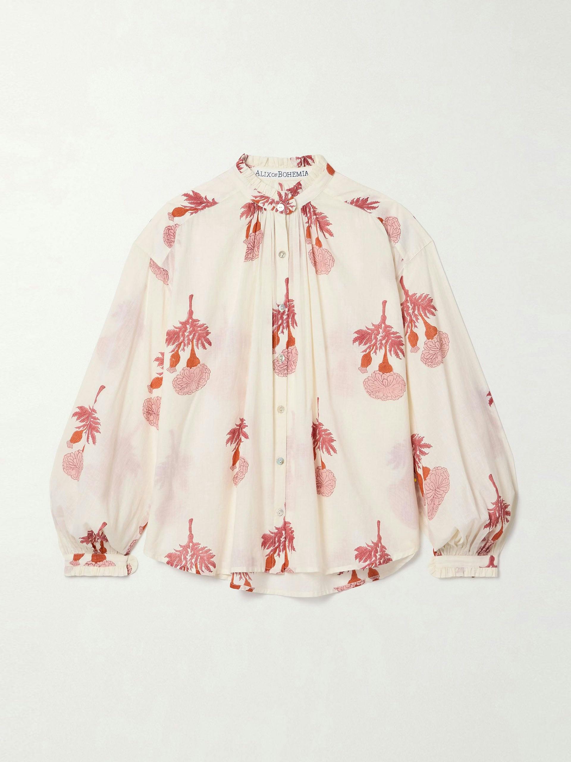 Poet floral-print cotton-voile blouse