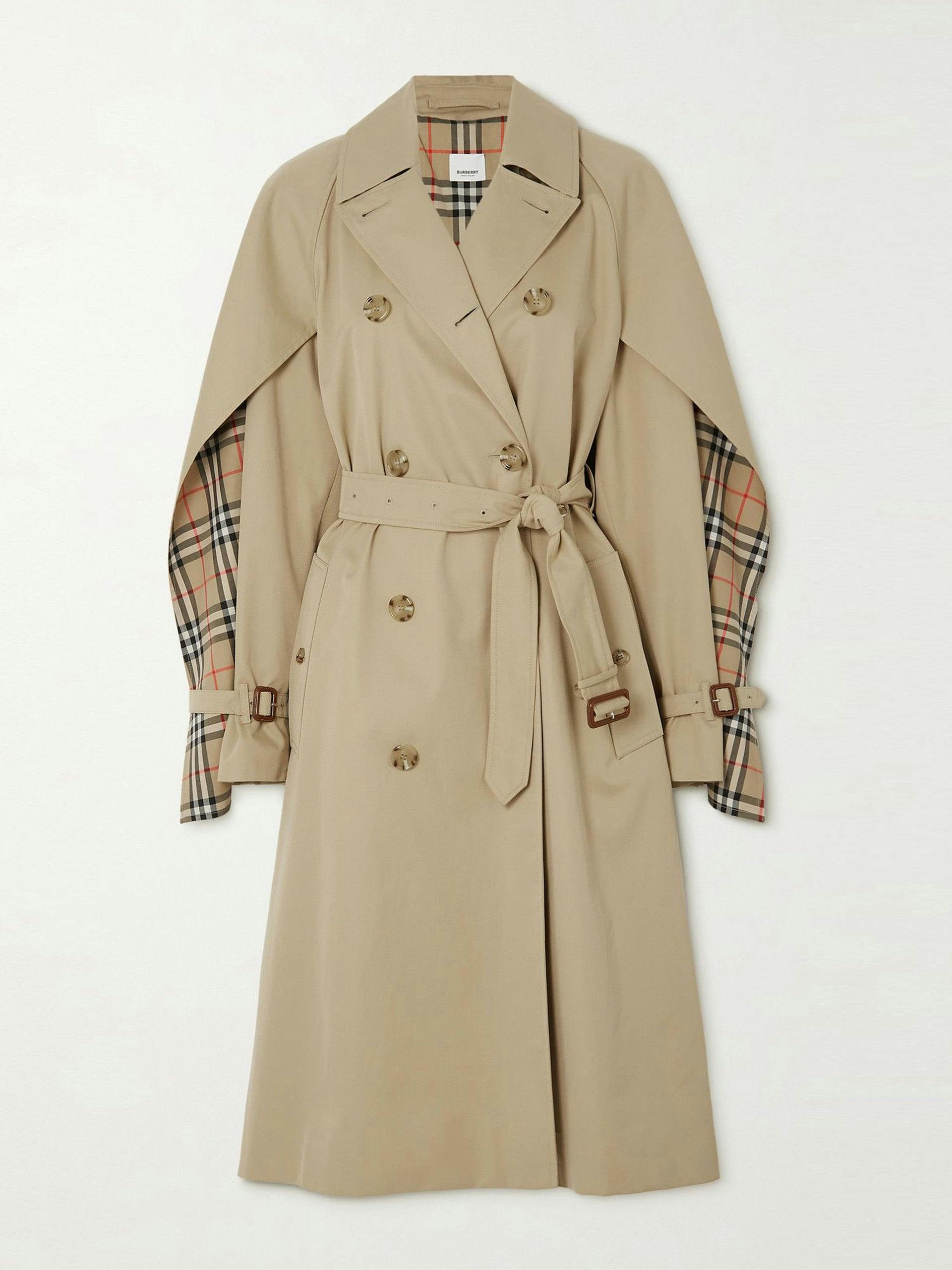 Belted double-breasted cotton-gabardine trench coat